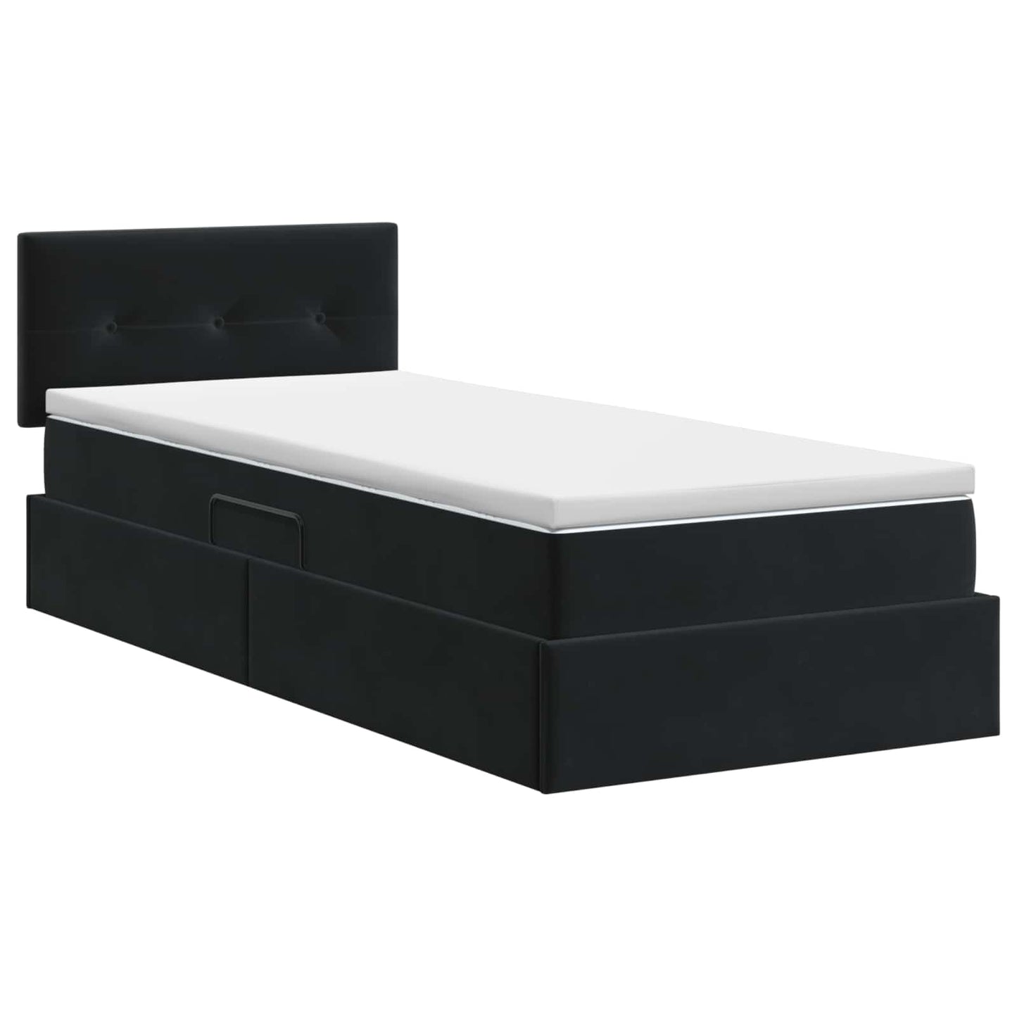 vidaXL Κρεβάτι Αποθήκης με κεφαλάρι Μαύρο 90 x 200 cm Βελούδο