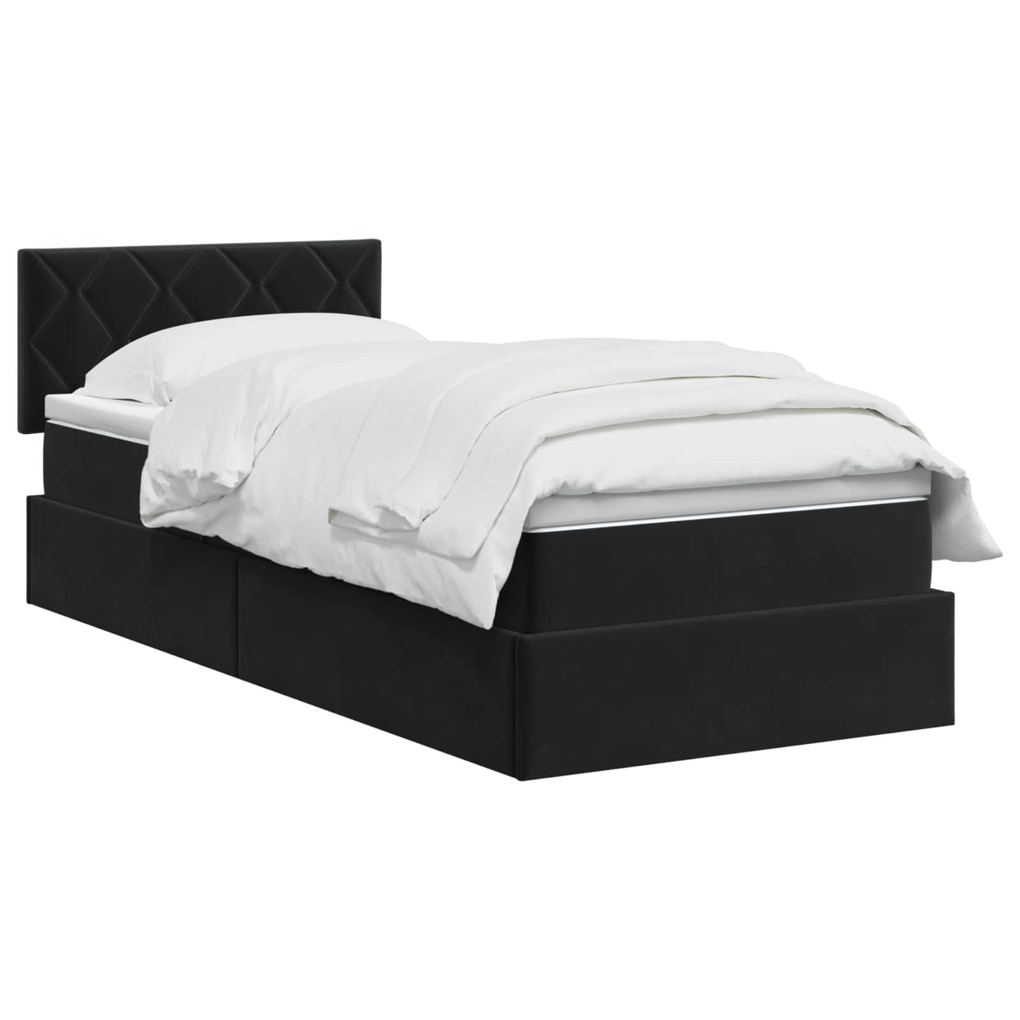 vidaXL Κρεβάτι Αποθήκης με κεφαλάρι Μαύρο 90 x 190 cm Βελούδο