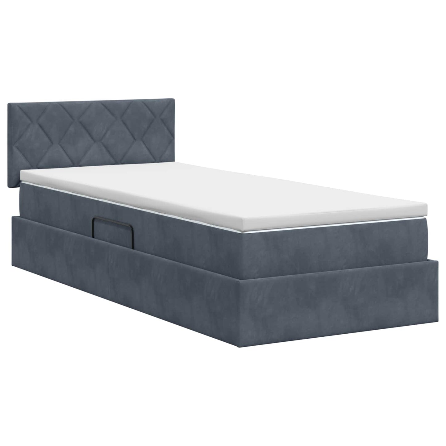 vidaXL Κρεβάτι Αποθήκης με κεφαλάρι Σκούρο Γκρι 90 x 200 cm Βελούδο
