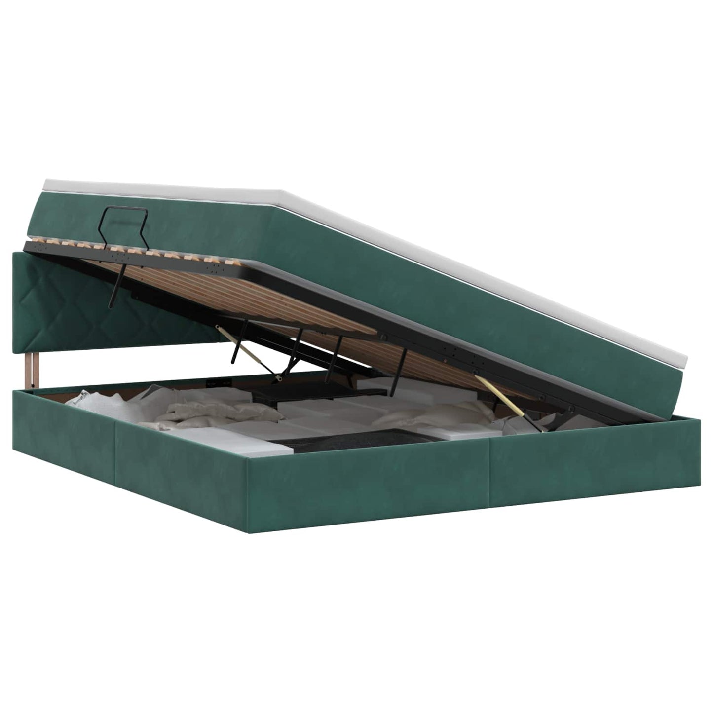 vidaXL Κρεβάτι Αποθήκης Σκούρο Πράσινο 140 x 200 cm Βελούδο