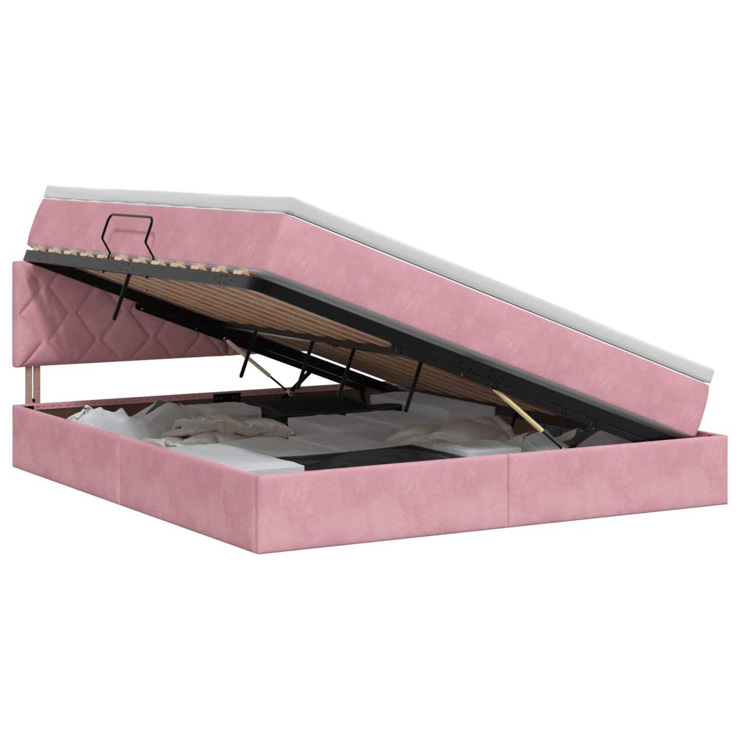 vidaXL Κρεβάτι Αποθήκης με κεφαλάρι Ροζ 180 x 200 cm Βελούδο