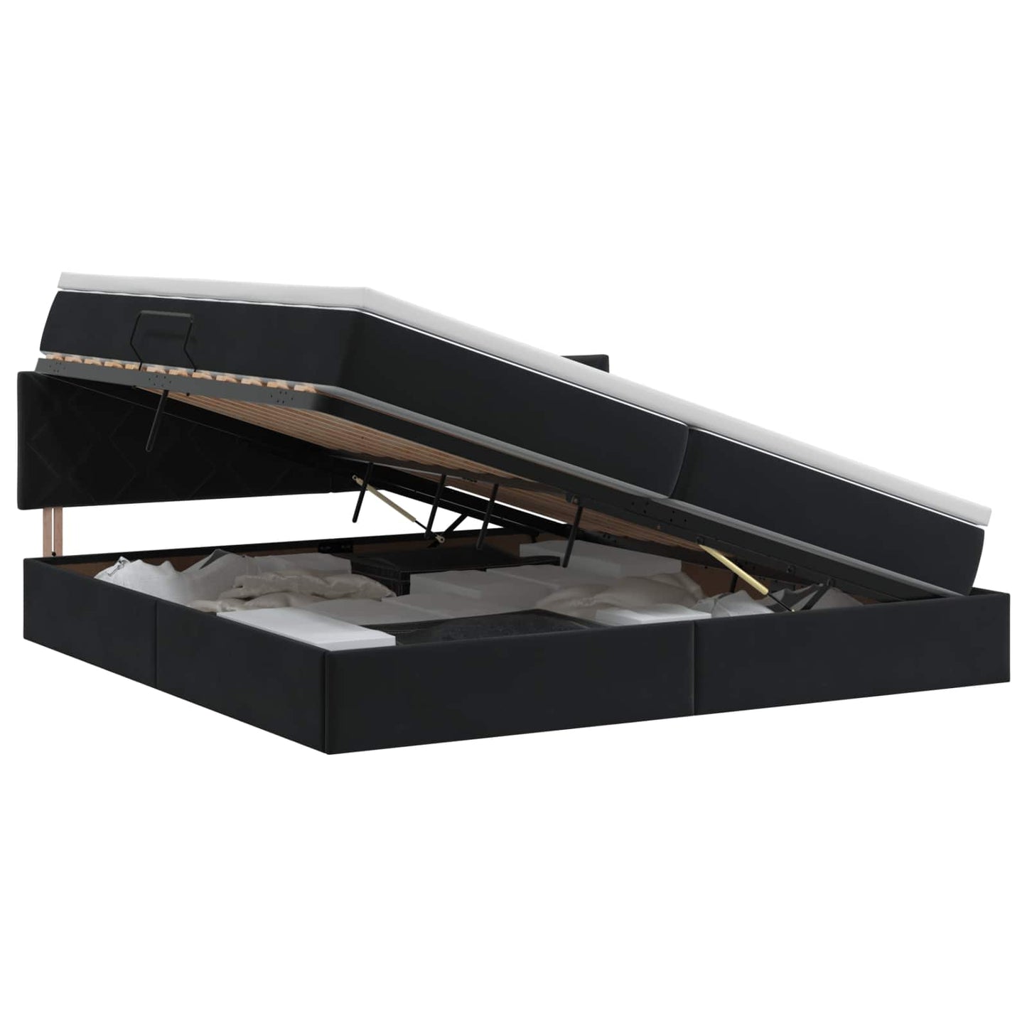 vidaXL Κρεβάτι Αποθήκης με κεφαλάρι Μαύρο 200 x 200 cm Βελούδο