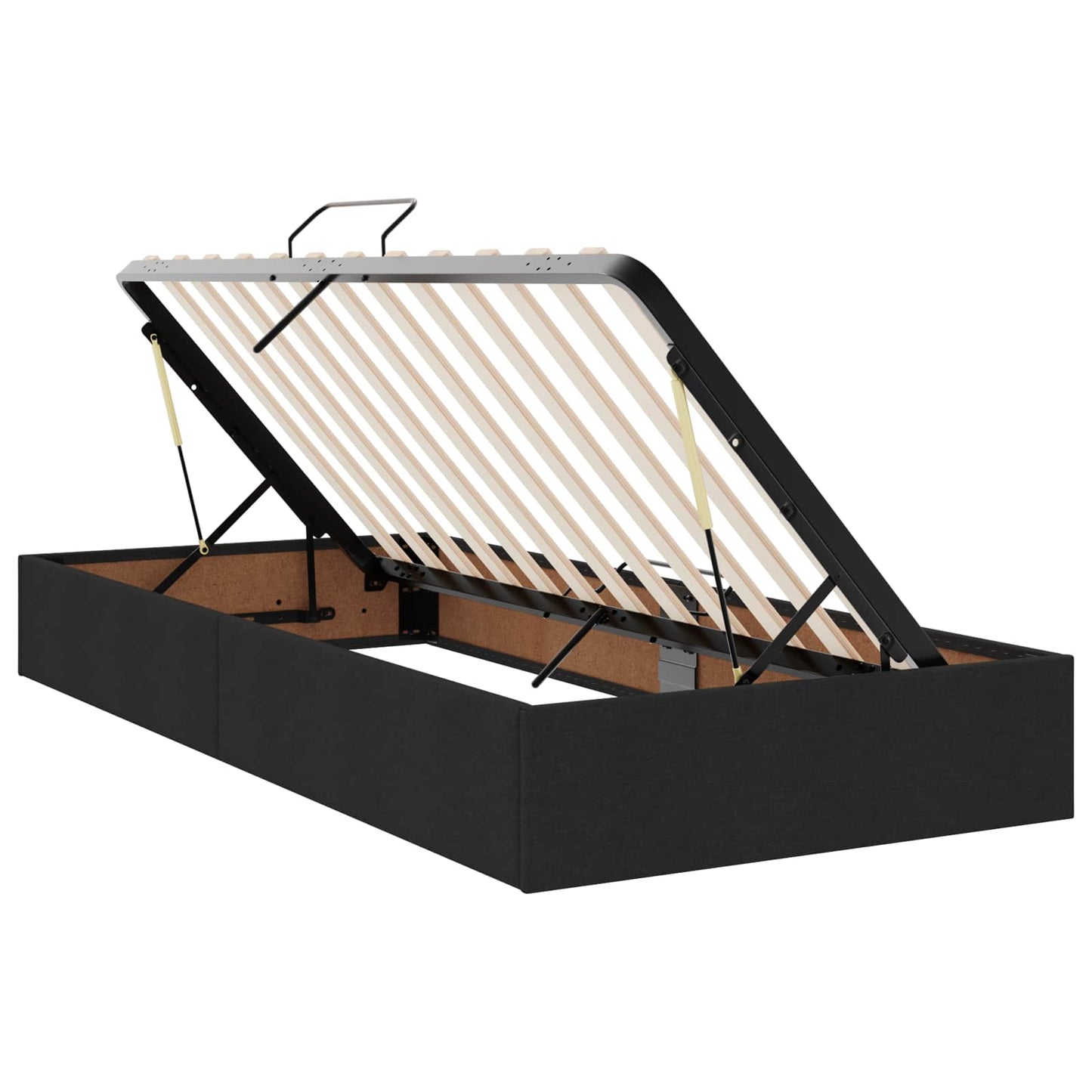 vidaXL LED Κρεβάτι αποθήκευσης με στρώμα Μαύρο 90 x 200 cm Ύφασμα