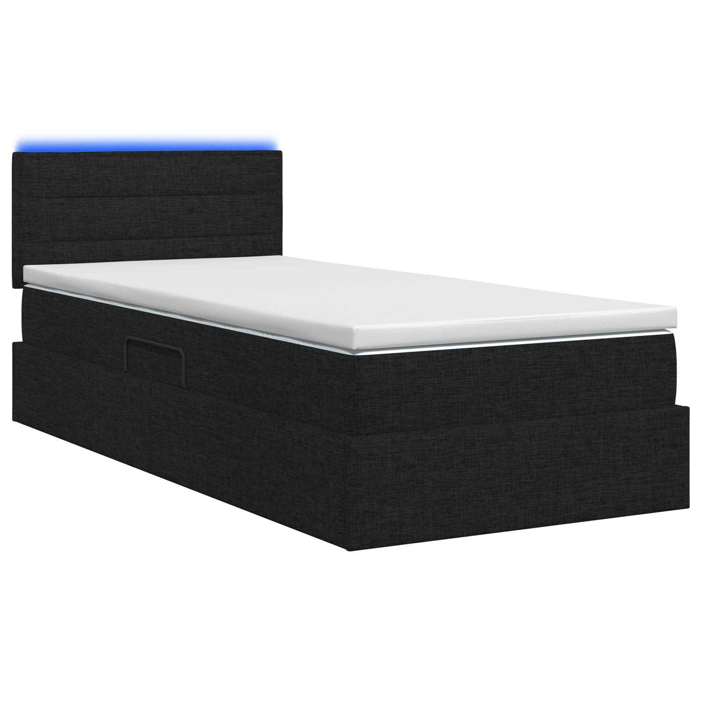 vidaXL LED Κρεβάτι αποθήκευσης με στρώμα Μαύρο 90 x 200 cm Ύφασμα