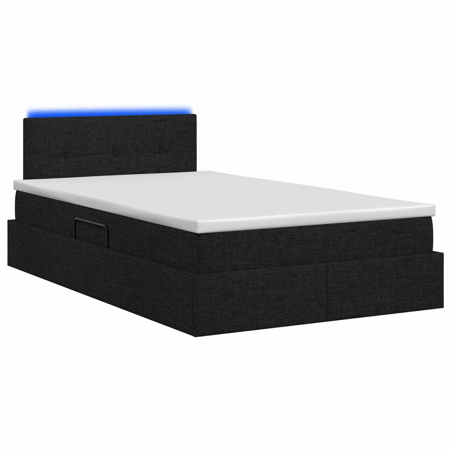 vidaXL LED Κρεβάτι αποθήκευσης με στρώμα Μαύρο 120 x 200 cm Ύφασμα