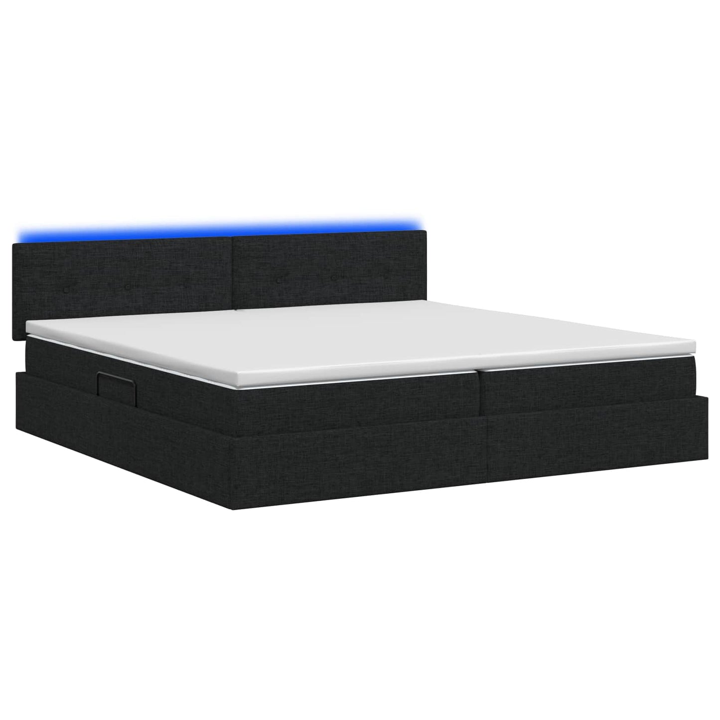 vidaXL LED Κρεβάτι αποθήκευσης με στρώμα Μαύρο 200 x 200 cm Ύφασμα