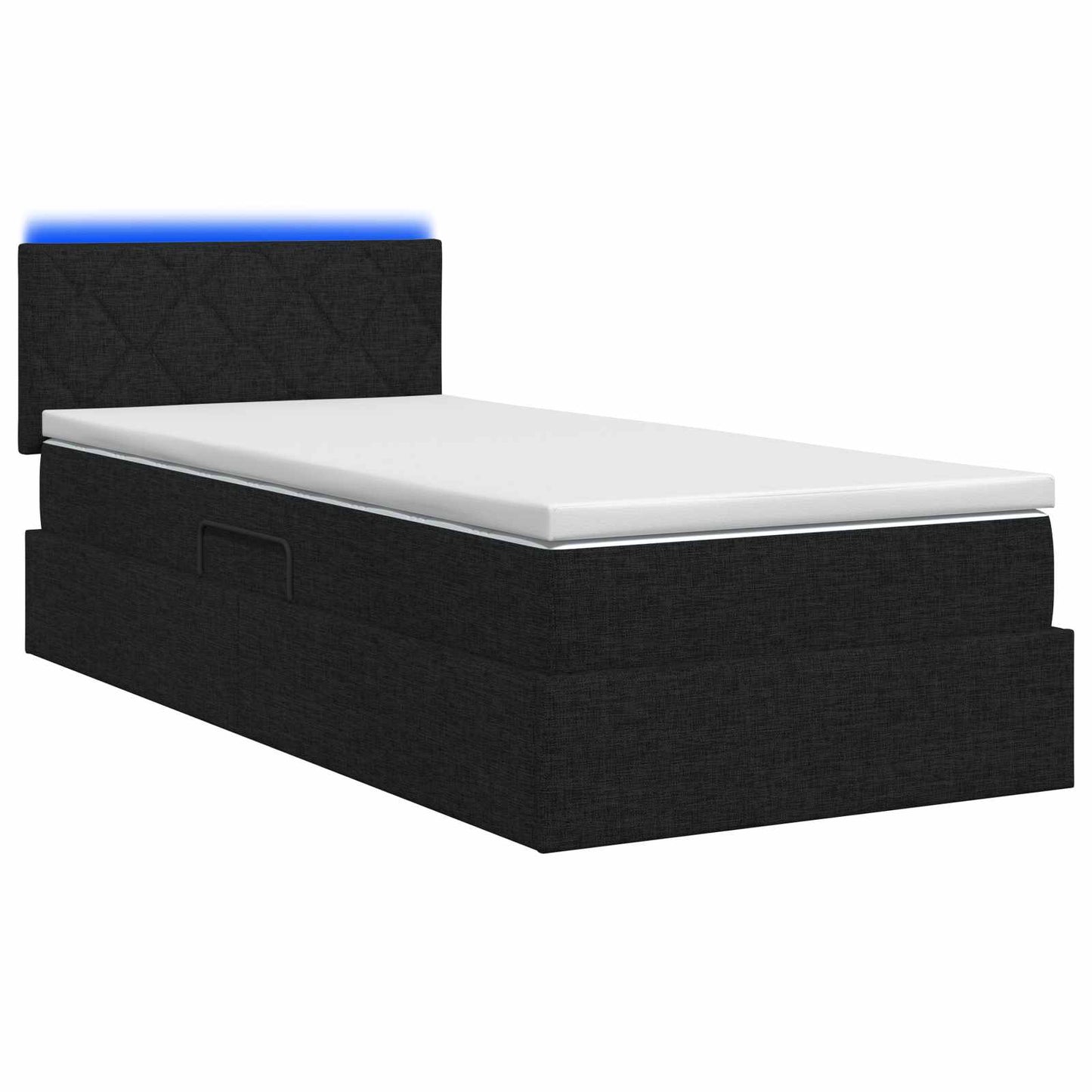 vidaXL LED Κρεβάτι αποθήκευσης με στρώμα Μαύρο 90 x 200 cm Ύφασμα