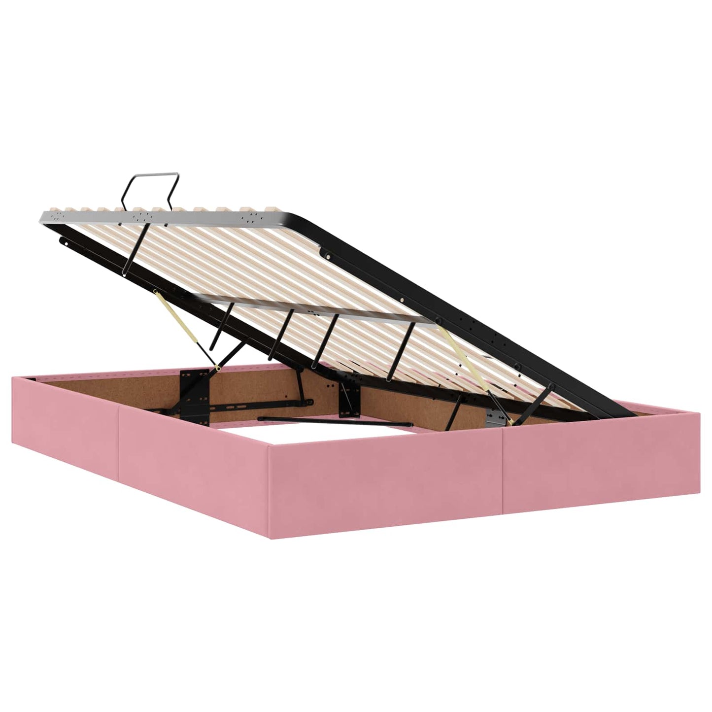 vidaXL LED Κρεβάτι αποθήκευσης με στρώμα Ροζ 160 x 200 cm Βελούδο