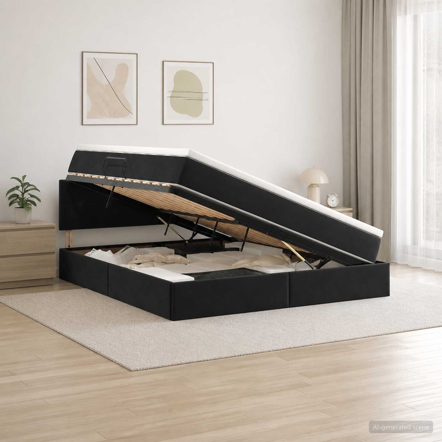 vidaXL Κρεβάτι Αποθήκης με κεφαλάρι Μαύρο 180 x 200 cm Βελούδο