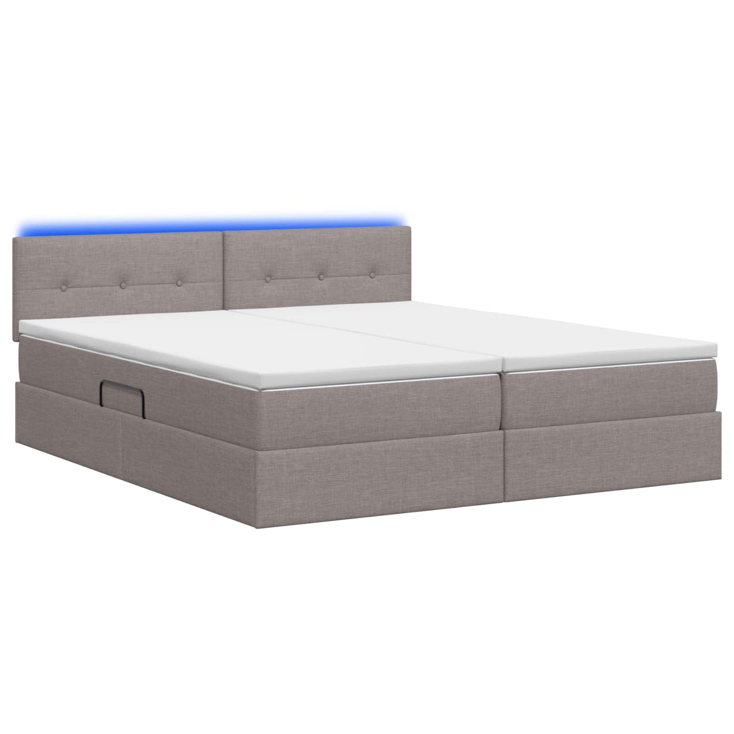 vidaXL LED Κρεβάτι αποθήκευσης με στρώμα Taupe 200 x 200 cm Ύφασμα