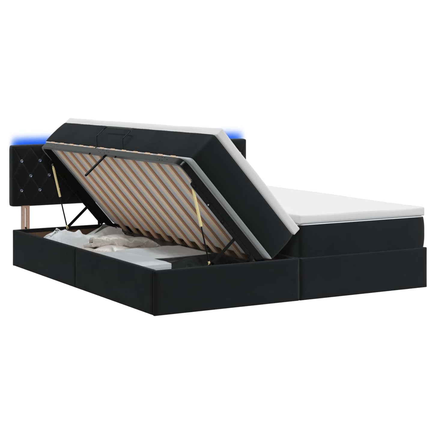 vidaXL LED Κρεβάτι αποθήκευσης με στρώμα Μαύρο 180 x 200 cm Βελούδο