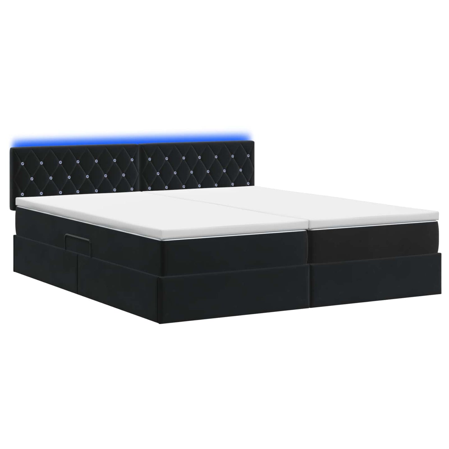 vidaXL LED Κρεβάτι αποθήκευσης με στρώμα Μαύρο 180 x 200 cm Βελούδο