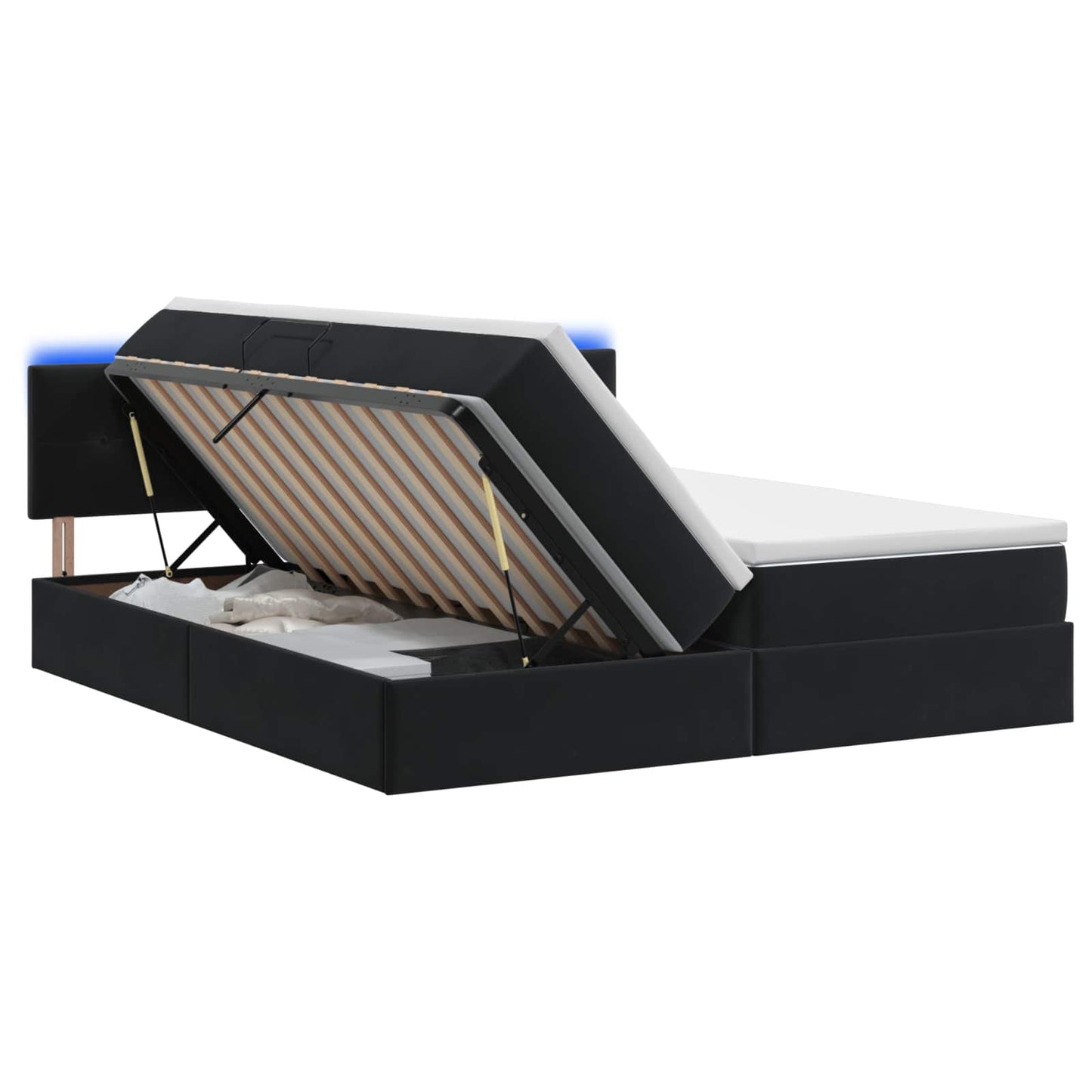 vidaXL LED Κρεβάτι αποθήκευσης με στρώμα Μαύρο 180 x 200 cm Βελούδο