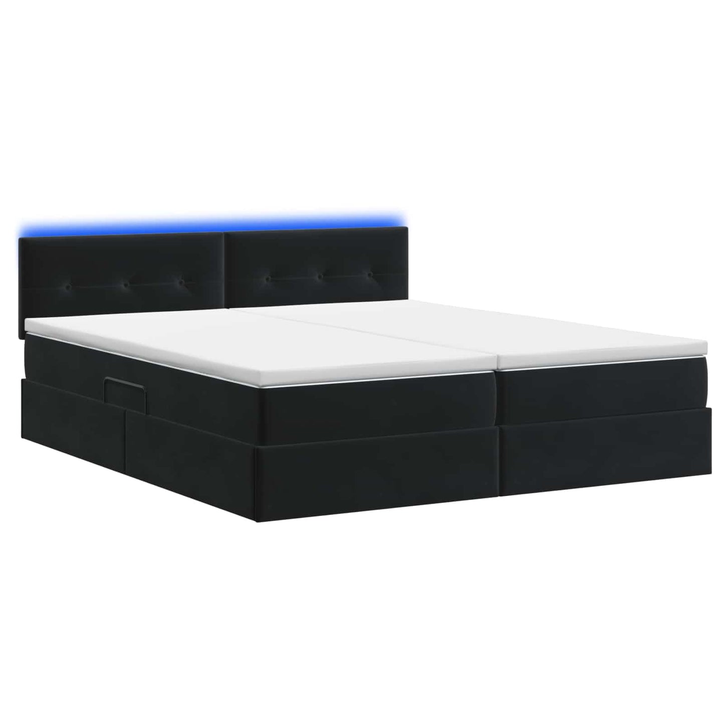 vidaXL LED Κρεβάτι αποθήκευσης με στρώμα Μαύρο 180 x 200 cm Βελούδο