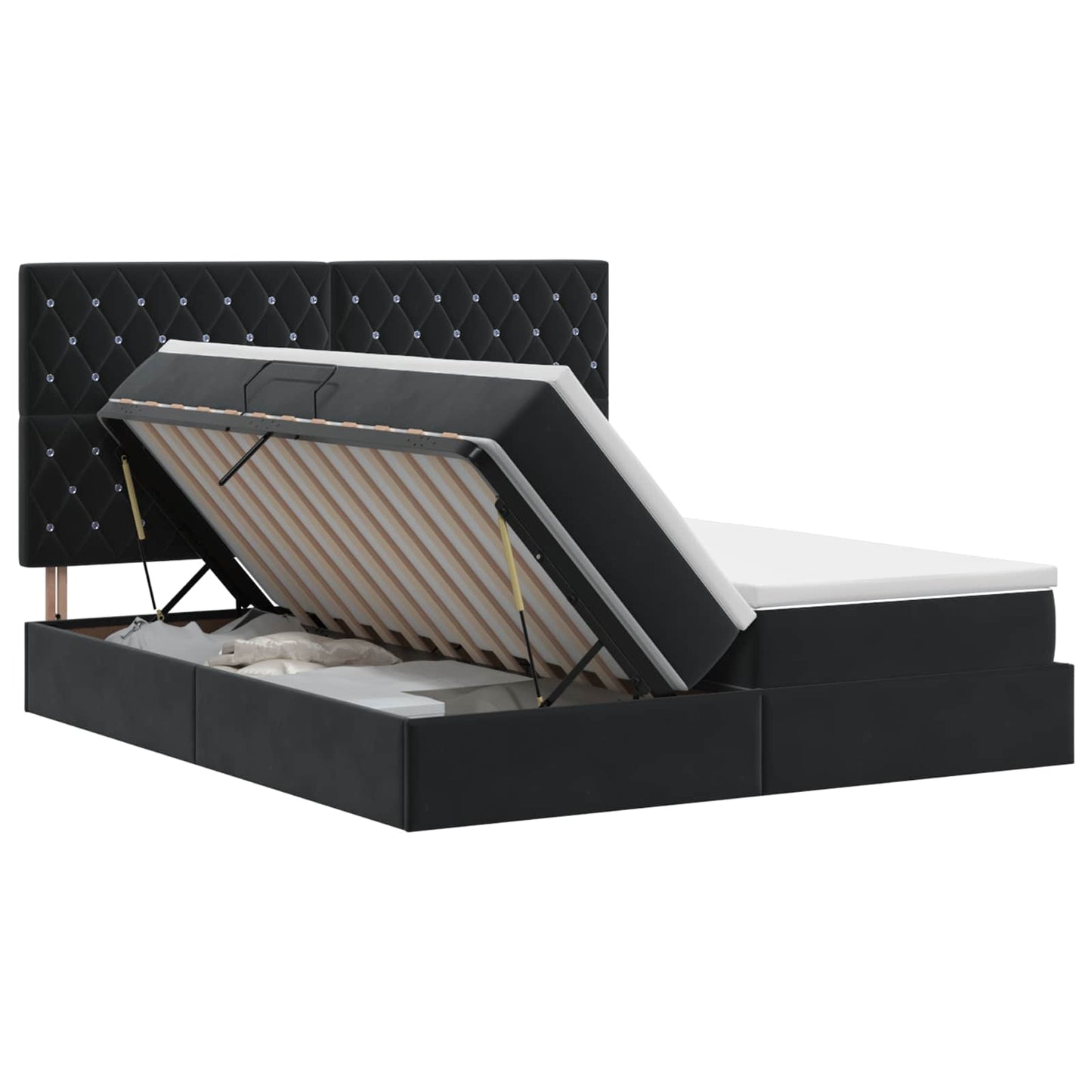 vidaXL Κρεβάτι Αποθήκης με κεφαλάρι Μαύρο 180 x 200 cm Βελούδο