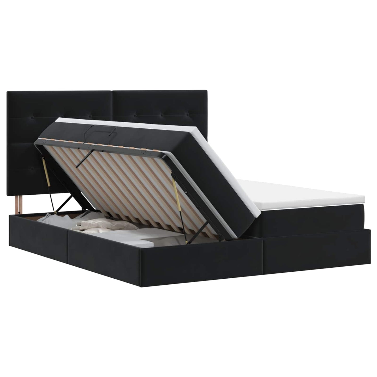 vidaXL Κρεβάτι Αποθήκης με κεφαλάρι Μαύρο 180 x 200 cm Βελούδο