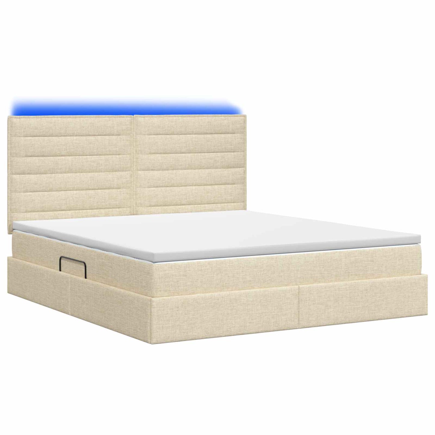 vidaXL LED Κρεβάτι αποθήκευσης με στρώμα Κρεμ 160 x 200 cm Ύφασμα