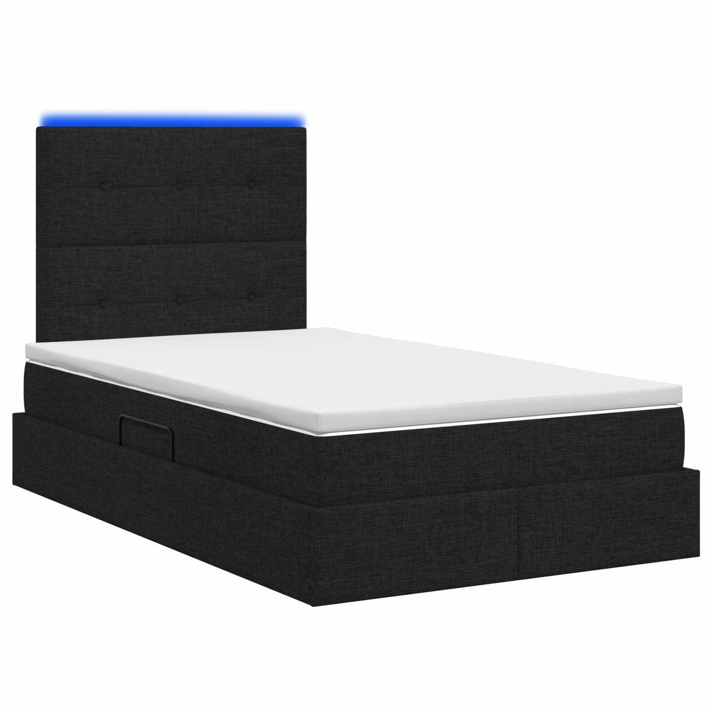 vidaXL LED Κρεβάτι αποθήκευσης με στρώμα Μαύρο 120 x 200 cm Ύφασμα