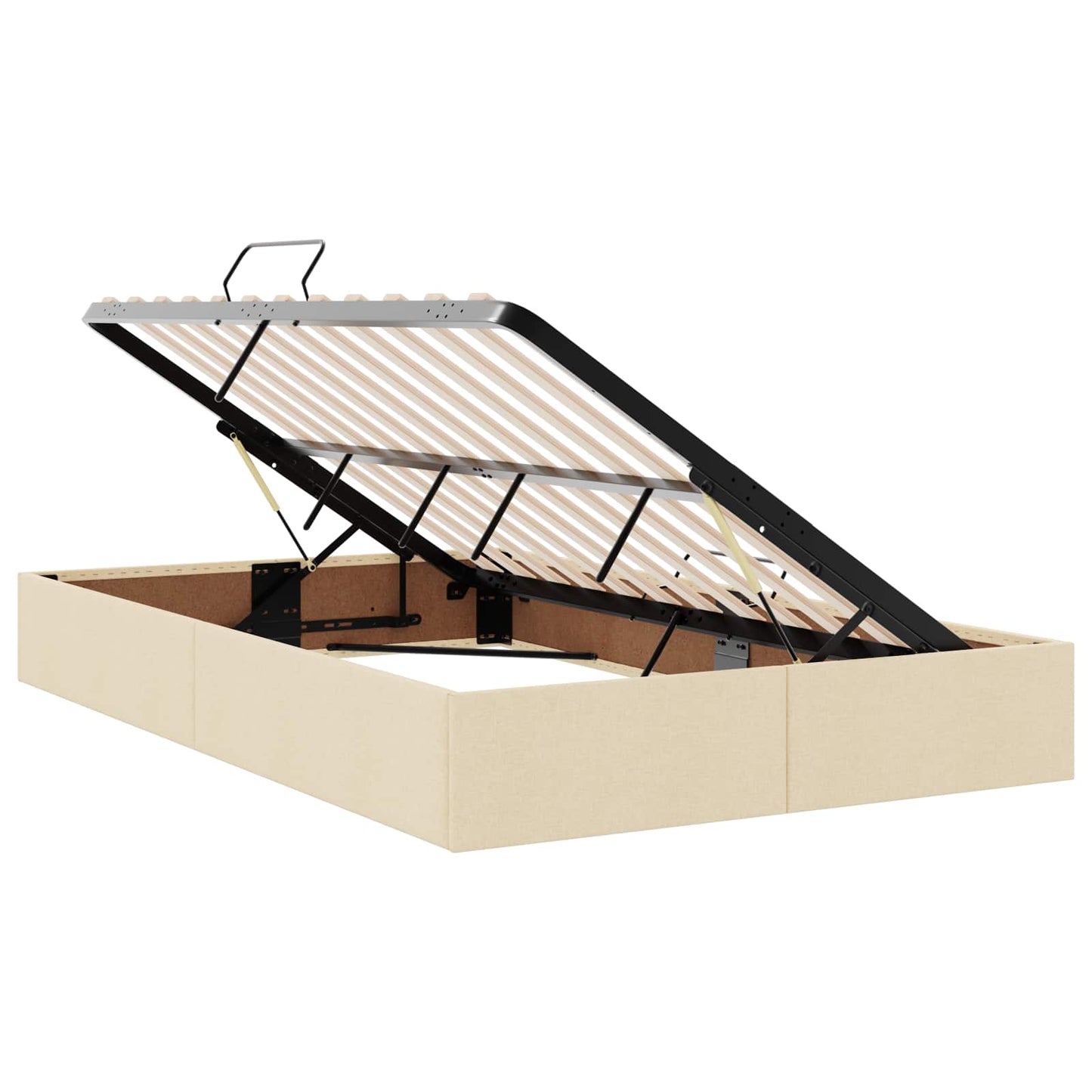 vidaXL LED Κρεβάτι αποθήκευσης με στρώμα Κρεμ 120 x 200 cm Ύφασμα