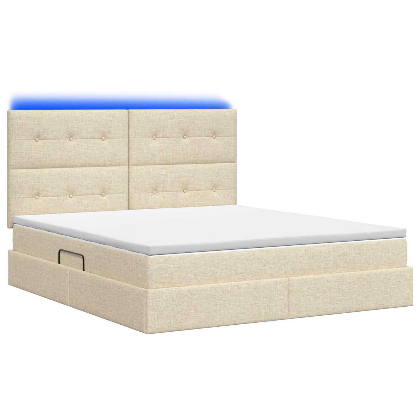 vidaXL LED Κρεβάτι αποθήκευσης με στρώμα Κρεμ 160 x 200 cm Ύφασμα