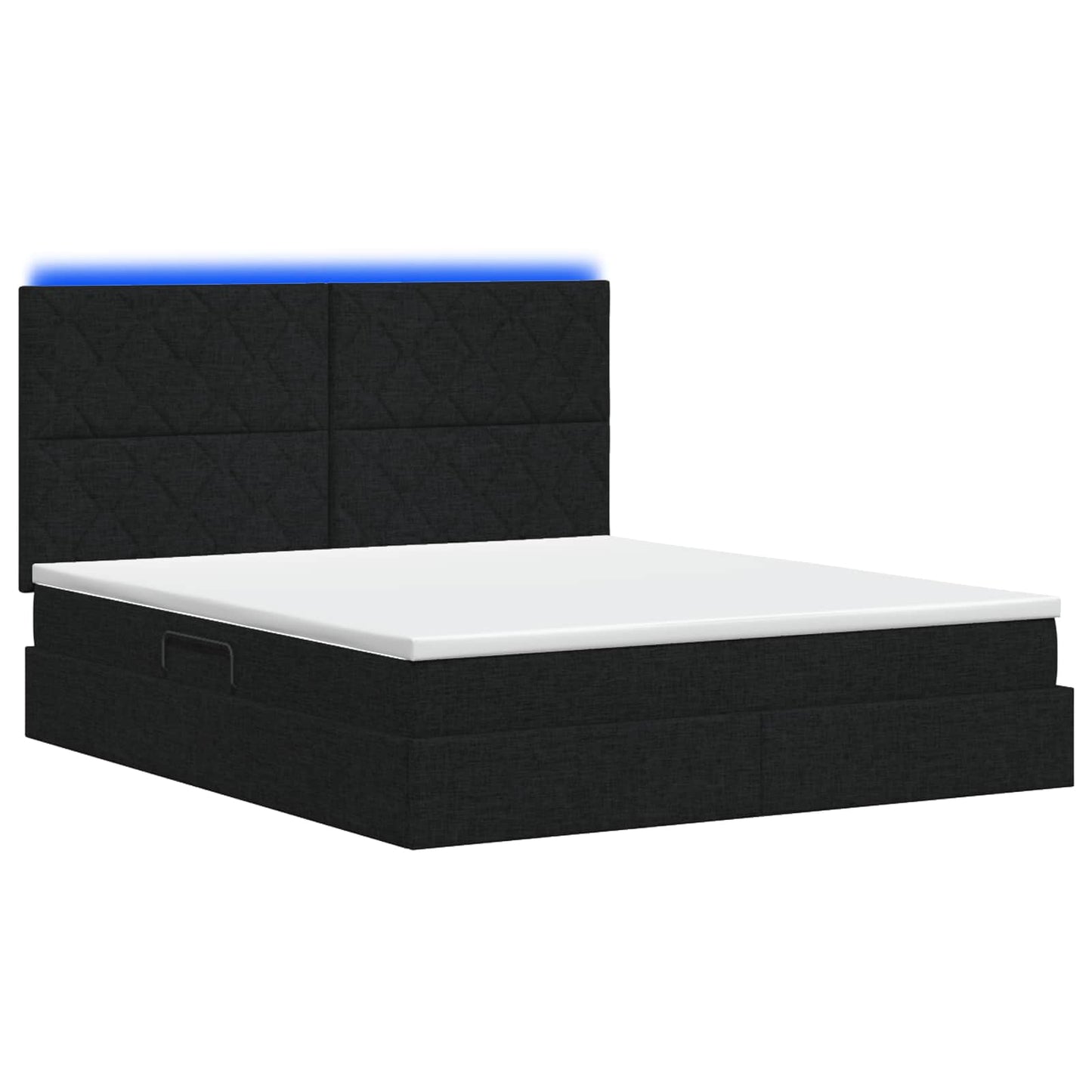 vidaXL LED Κρεβάτι αποθήκευσης με στρώμα Μαύρο 160 x 200 cm Ύφασμα