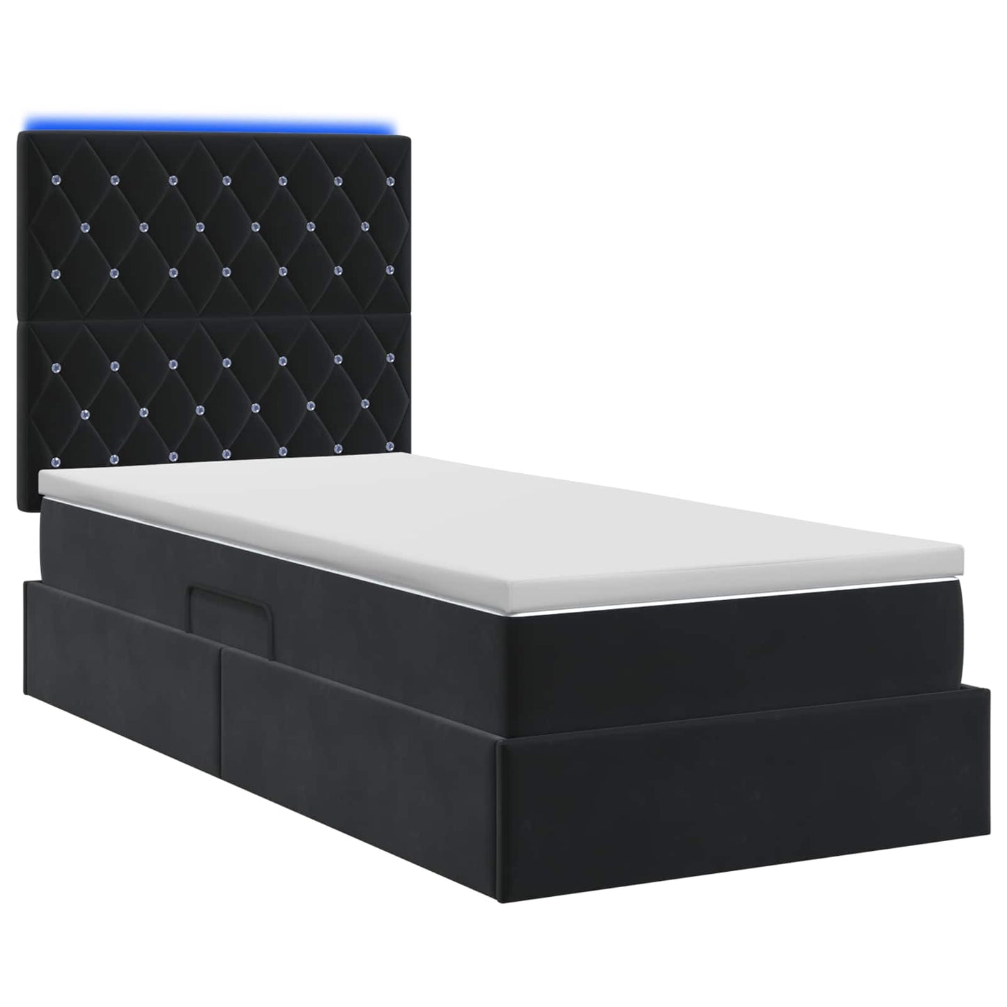 vidaXL LED Κρεβάτι αποθήκευσης με στρώμα Μαύρο 90 x 200 cm Βελούδο
