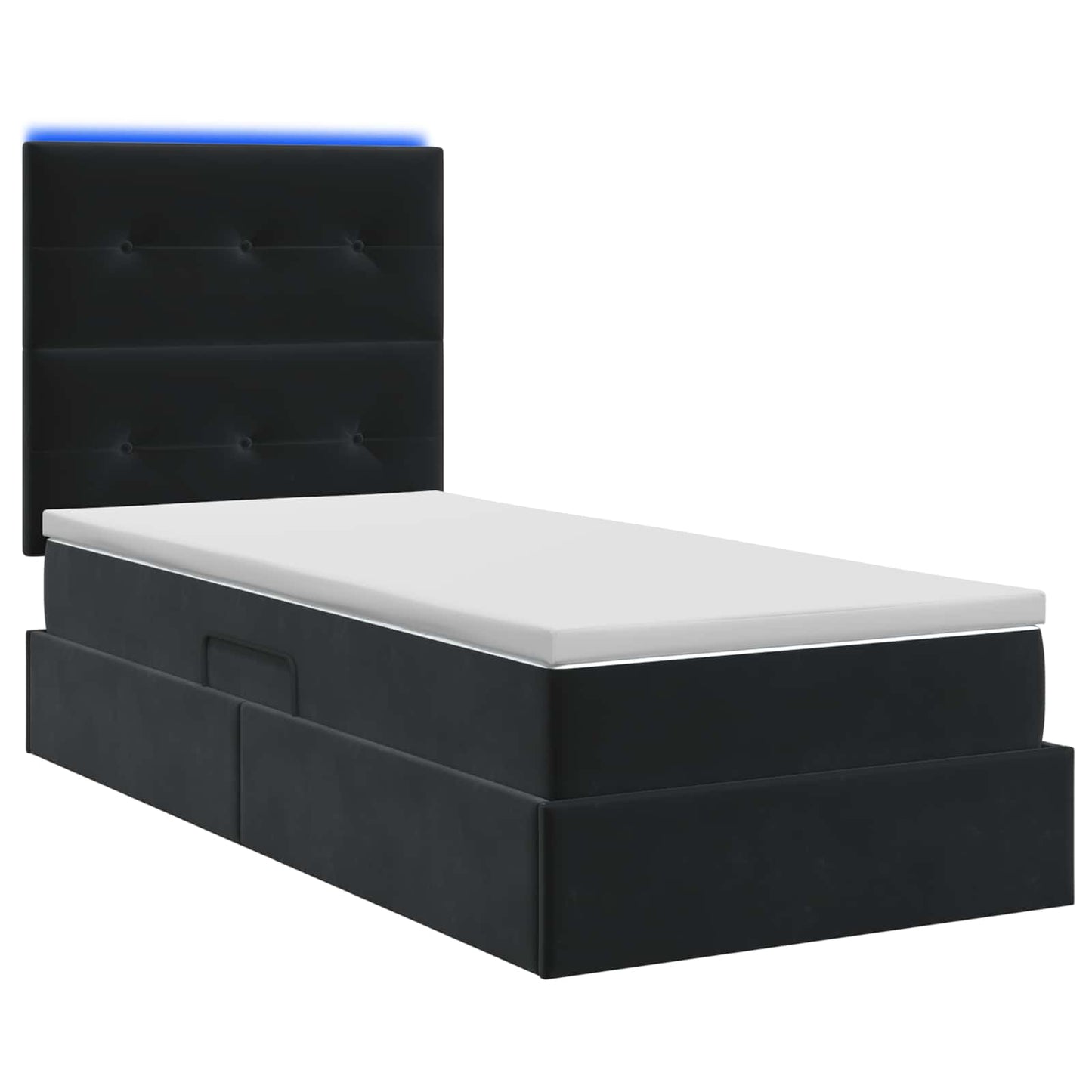 vidaXL LED Κρεβάτι αποθήκευσης με στρώμα Μαύρο 90 x 200 cm Βελούδο