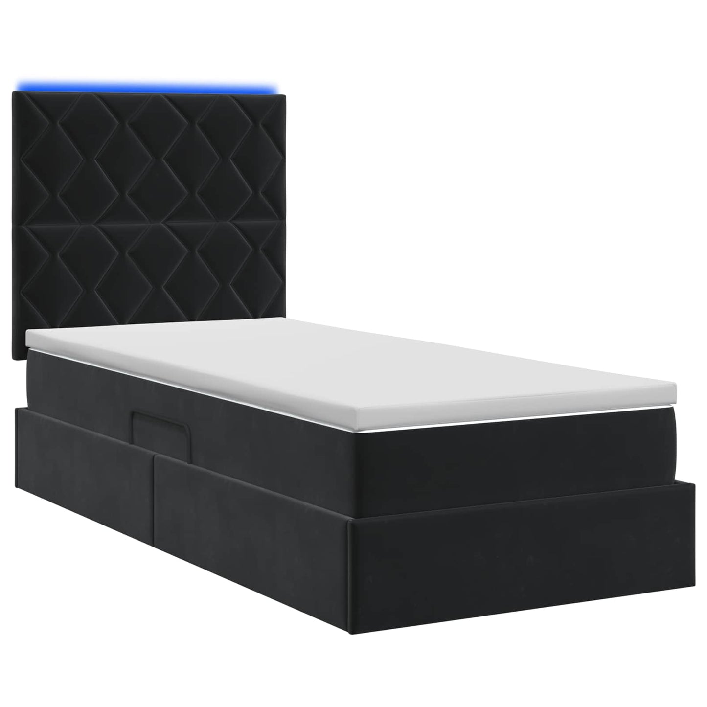 vidaXL LED Κρεβάτι αποθήκευσης με στρώμα Μαύρο 100 x 200 cm Βελούδο