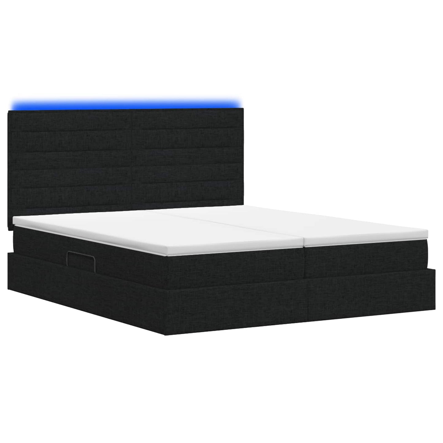 vidaXL LED Κρεβάτι αποθήκευσης με στρώμα Μαύρο 200 x 200 cm Ύφασμα