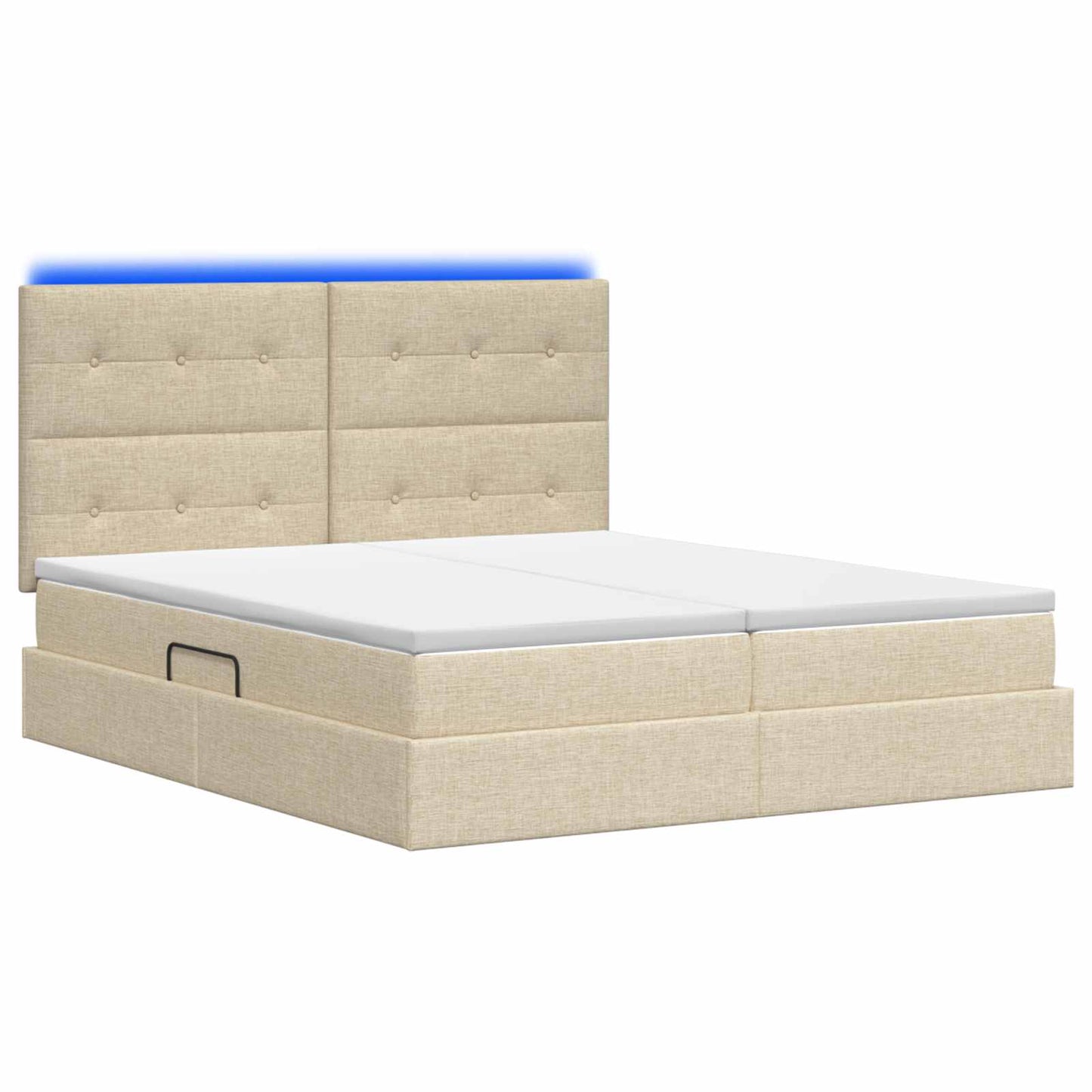 vidaXL LED Κρεβάτι αποθήκευσης με στρώμα Κρεμ 200 x 200 cm Ύφασμα