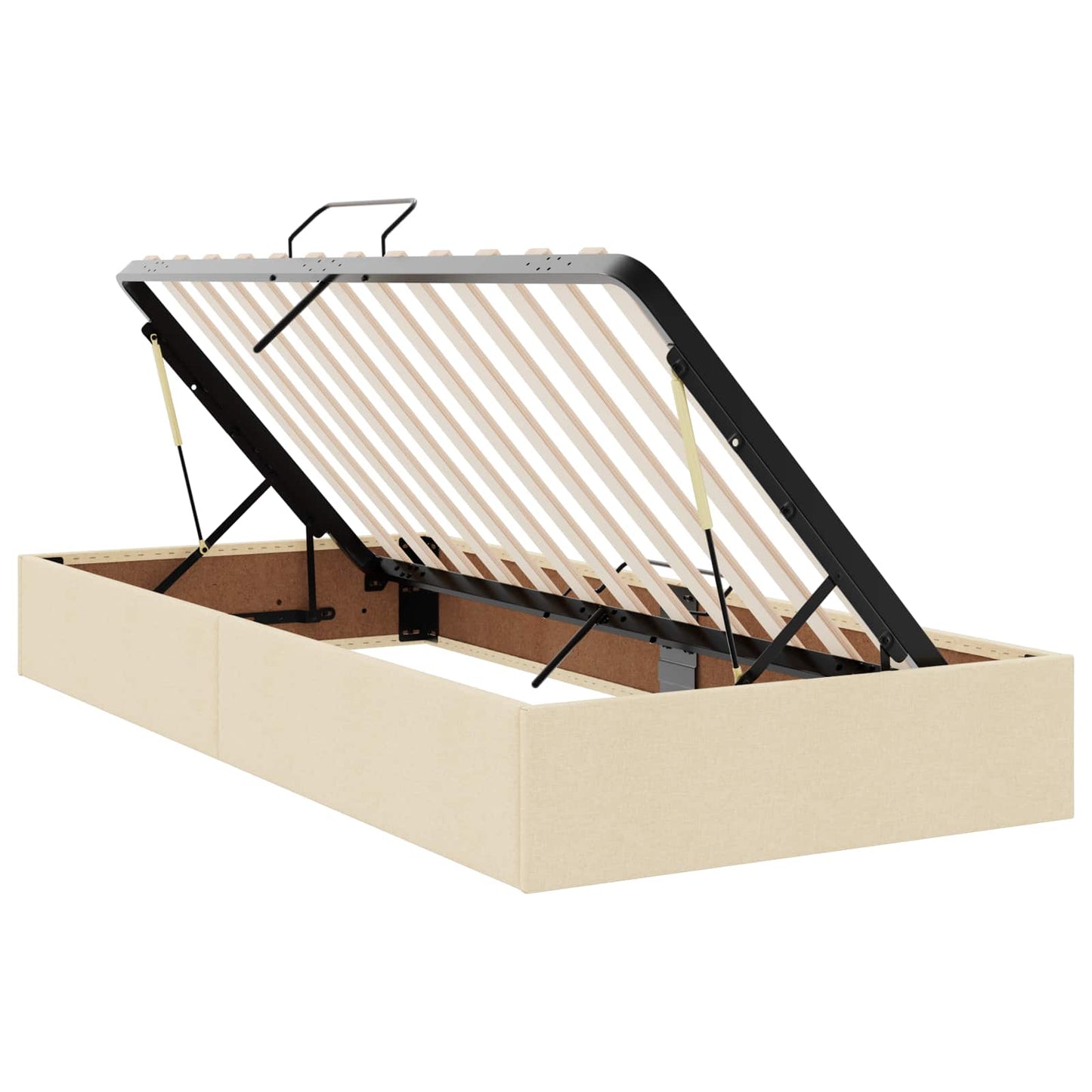 vidaXL LED Κρεβάτι αποθήκευσης με στρώμα Κρεμ 200 x 200 cm Ύφασμα