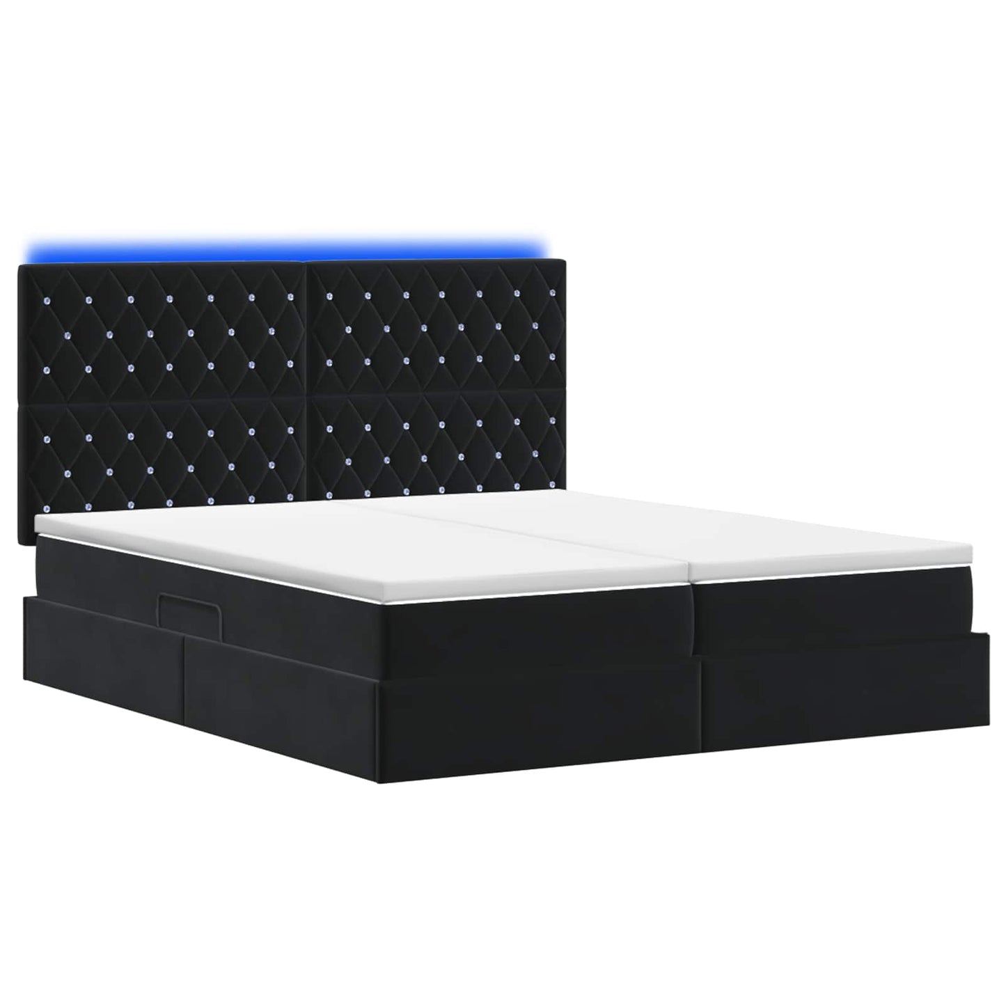 vidaXL LED Κρεβάτι αποθήκευσης με στρώμα Μαύρο 180 x 200 cm Βελούδο