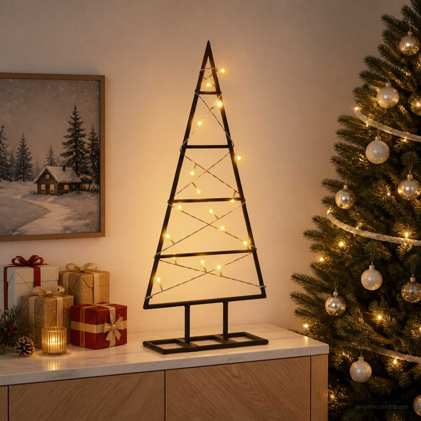 vidaXL Μεταλλικό χριστουγεννιάτικο δέντρο KUOPIO 60 εκ. Θερμό λευκό
