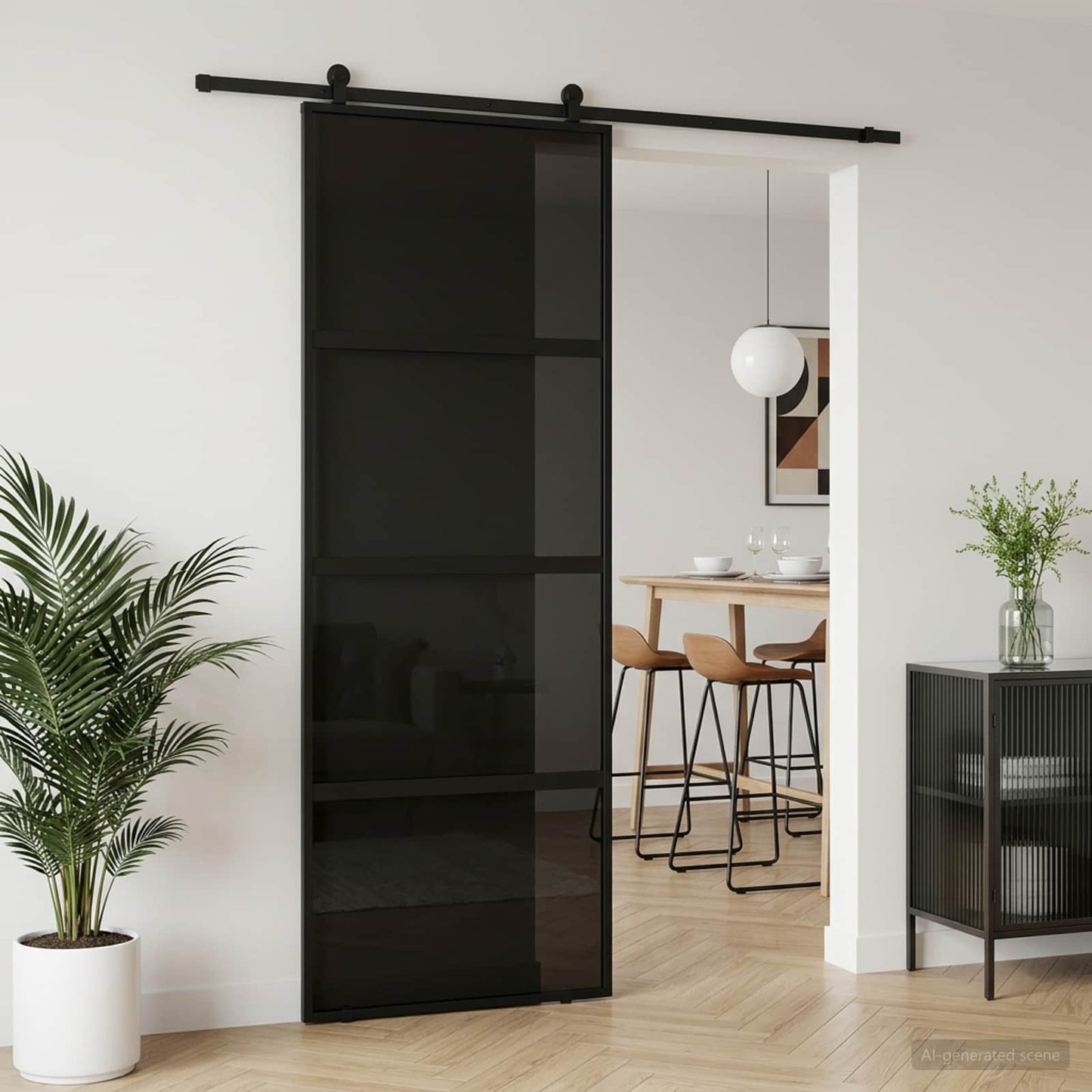 vidaXL Συρόμενη Πόρτα 76 x 205 cm Θρυμματισμένο Γυαλί και Αλουμίνιο