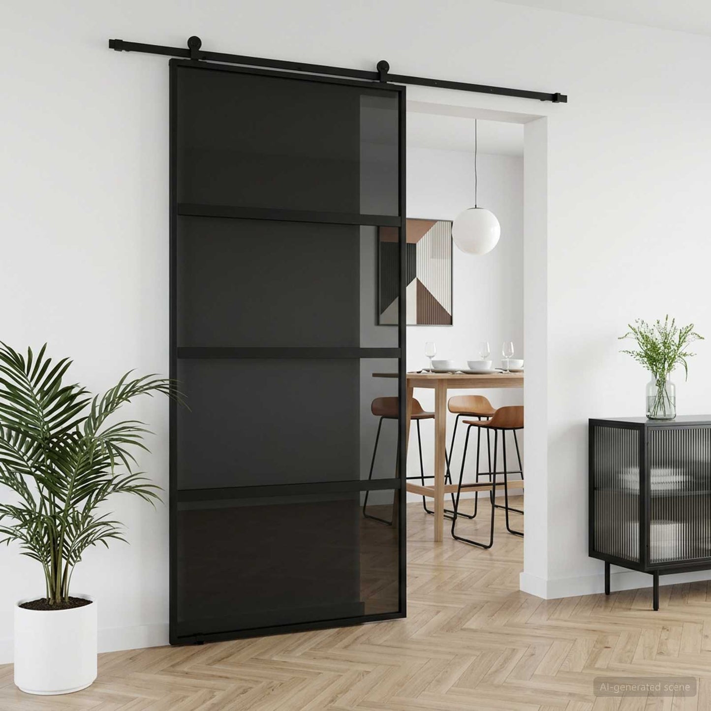 vidaXL Συρόμενη Πόρτα 102.5 x 205 cm Θρυμματισμένο Γυαλί και Αλουμίνιο