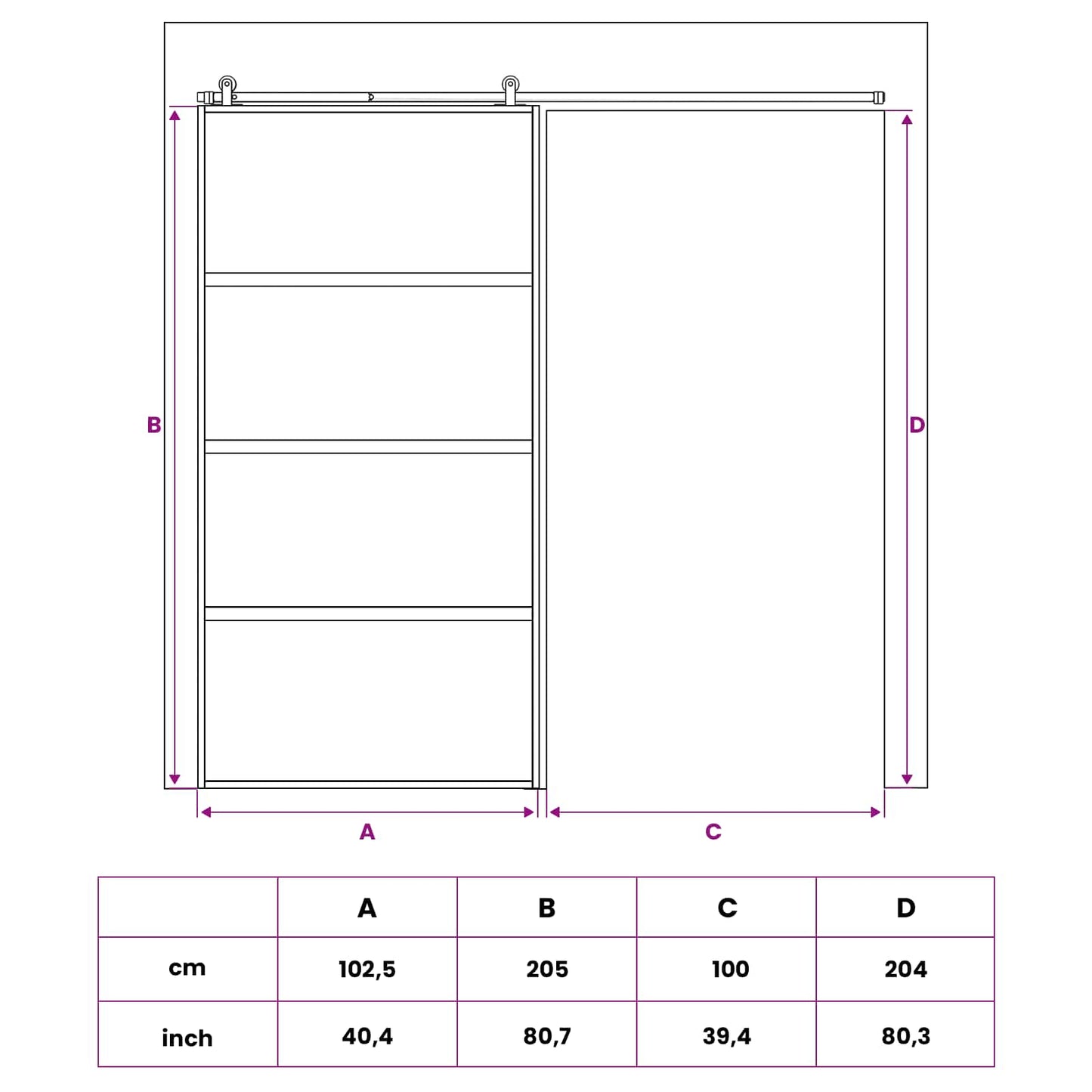 vidaXL Συρόμενη Πόρτα 102.5 x 205 cm Θρυμματισμένο Γυαλί και Αλουμίνιο