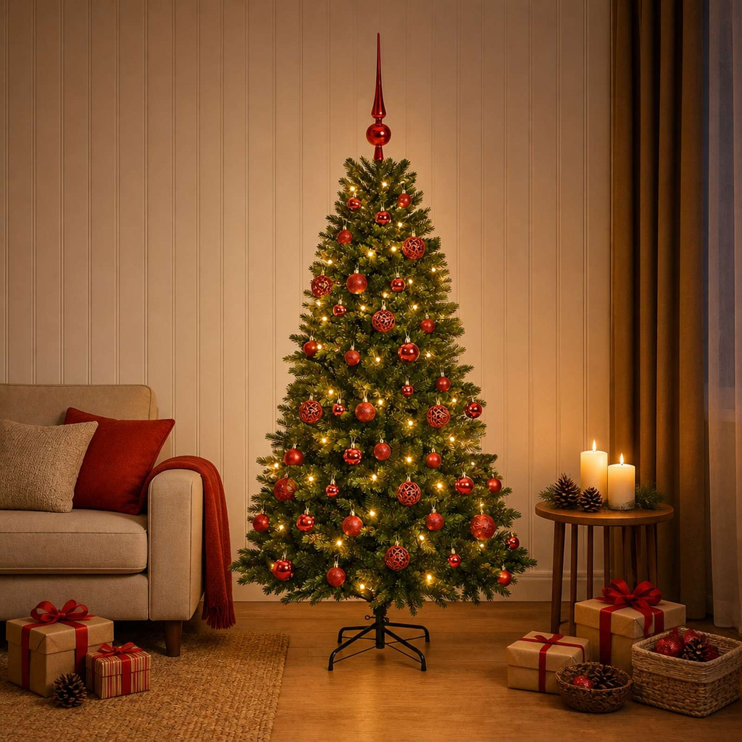 vidaXL Τεχνητό Χριστουγεννιάτικο Δέντρο με Μπάλα 120 εκ. 150 LED