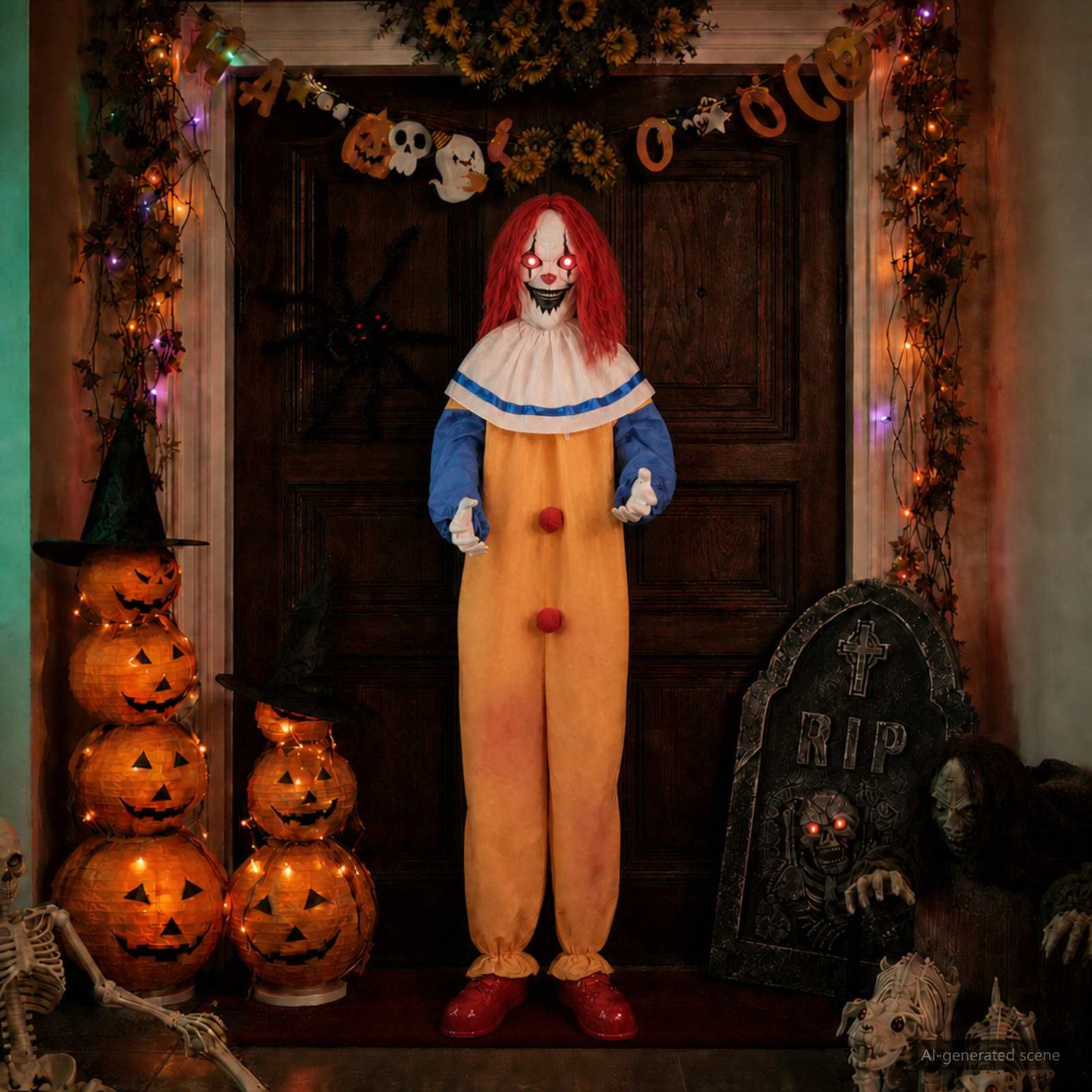 vidaXL Τρομακτικός κλόουν Halloween SPOOKA Κίτρινο και Μπλε
