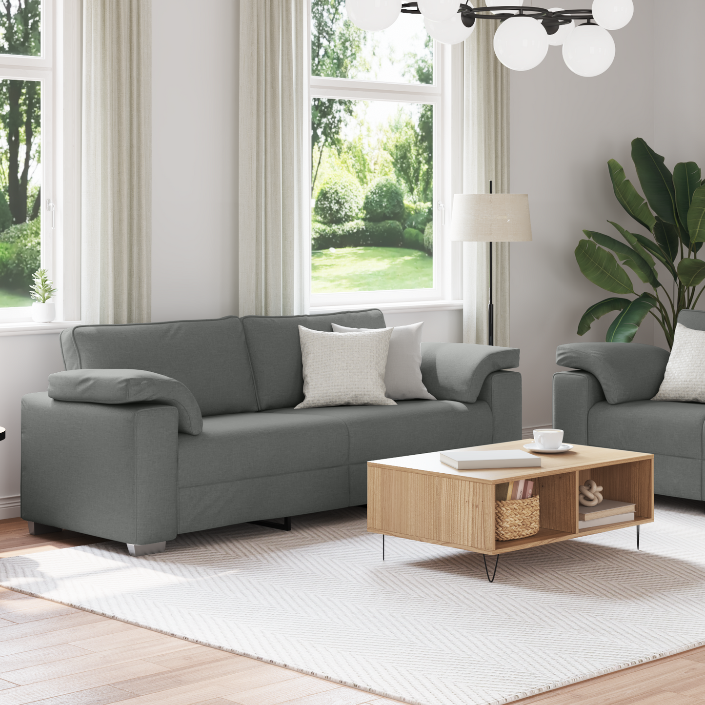 vidaXL Σετ Καναπέ 2 pcs Σκούρο γκρι 219 x 77 x 82 εκ ύφασμα