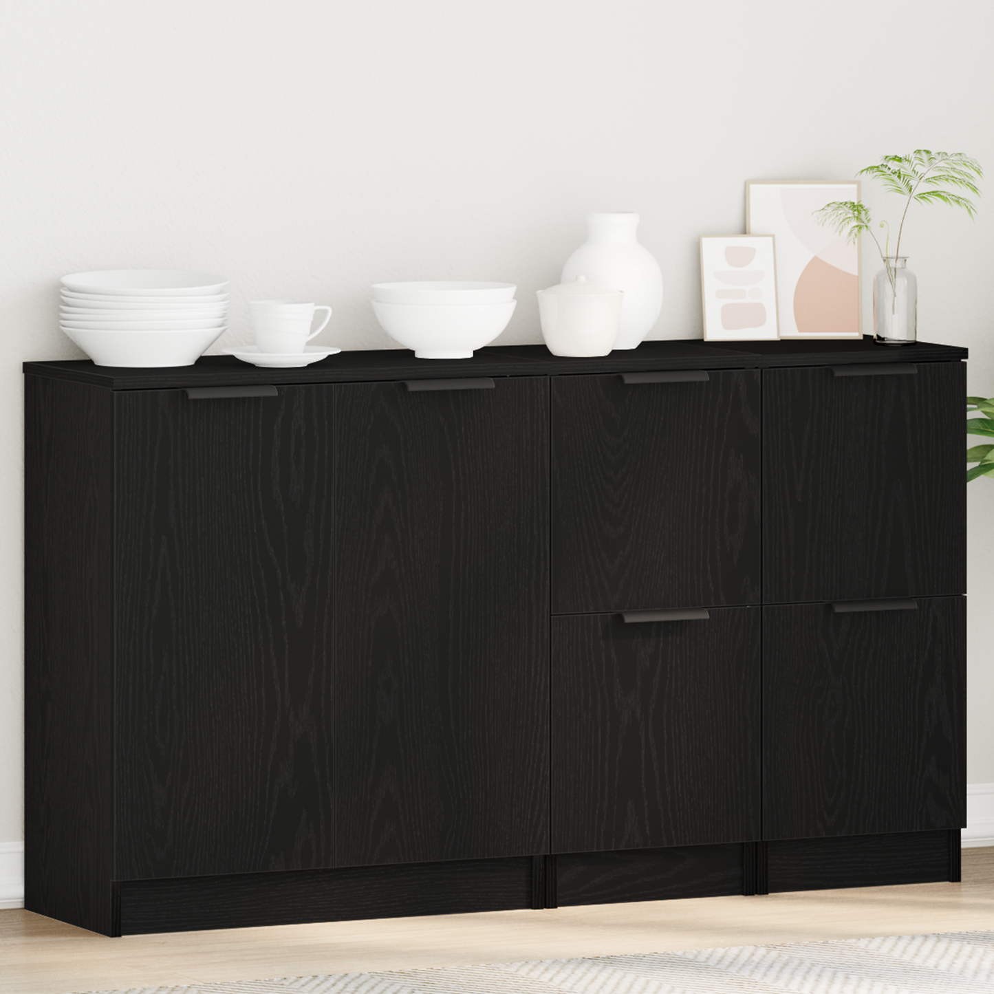vidaXL Πλαϊνό γραφείο 3 τμχ. Μαύρη Οξυά 120 x 30 x 70 cm