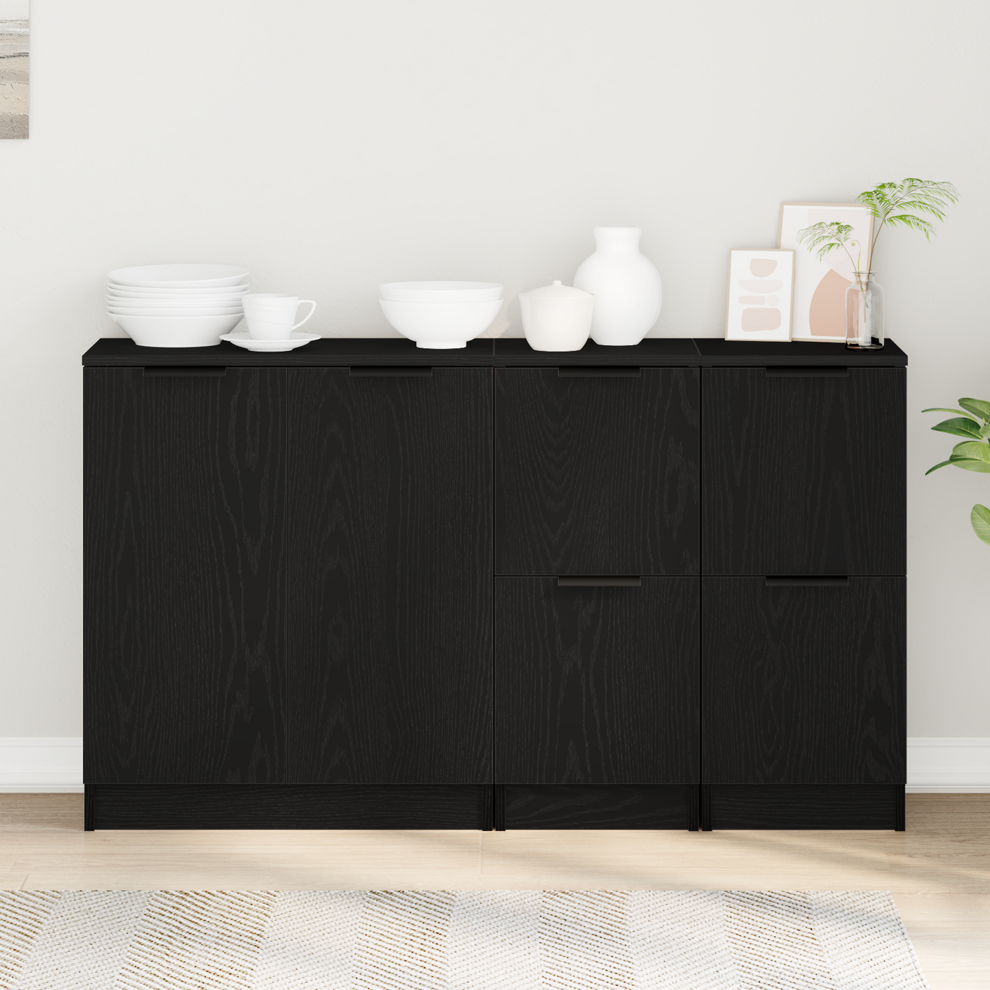 vidaXL Πλαϊνό γραφείο 3 τμχ. Μαύρη Οξυά 120 x 30 x 70 cm