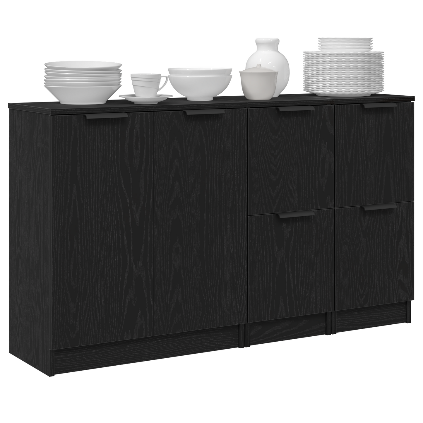 vidaXL Πλαϊνό γραφείο 3 τμχ. Μαύρη Οξυά 120 x 30 x 70 cm