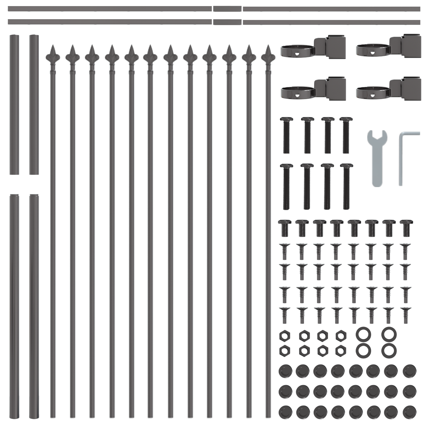 vidaXL Φράχτης Κήπου με Κορυφή Ξίφους - Γκρι, 5.1 x 1.2 μ, Ατσάλι