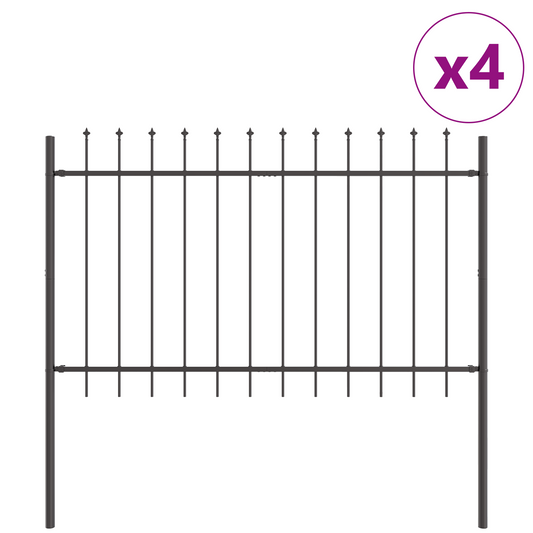vidaXL Φράχτης Κήπου με Κορυφή Ακίδων - Γκρι, 6.8 x 1.2 μ, Χάλυβας