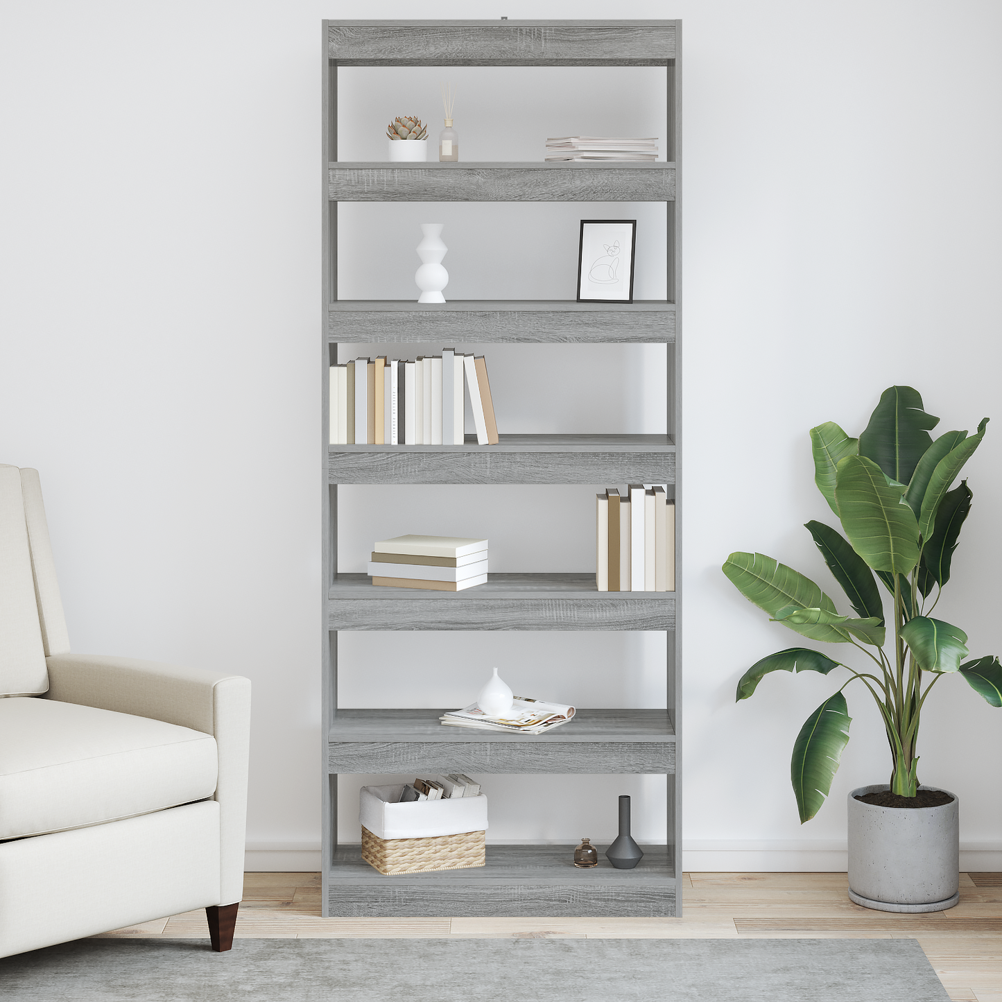 vidaXL Βιβλιοθήκη Γκρίζο Σονομα 80 x 30 x 198 εκ Επεξεργασμένο ξύλο
