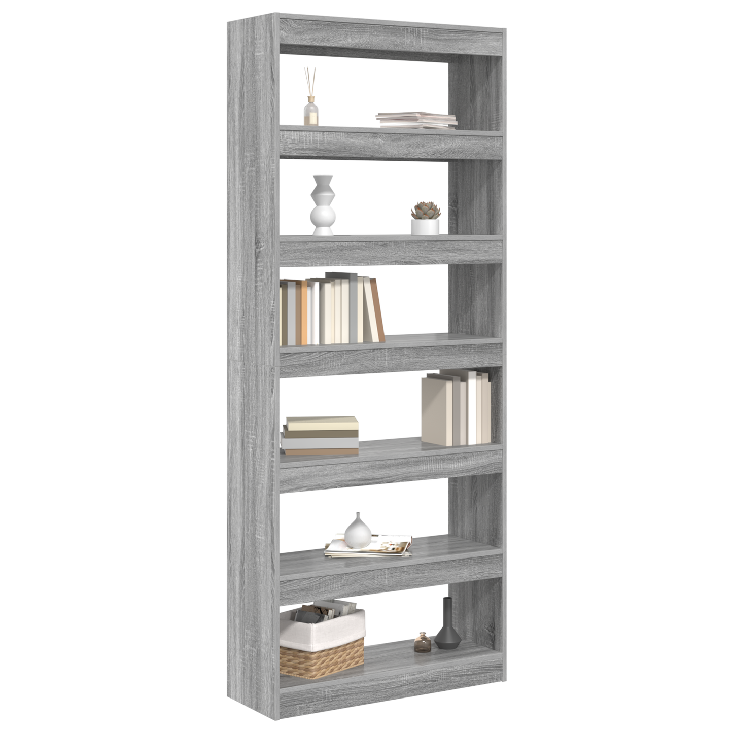 vidaXL Βιβλιοθήκη Γκρίζο Σονομα 80 x 30 x 198 εκ Επεξεργασμένο ξύλο