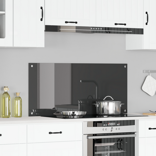 vidaXL Κουζίνα Πίσω τοίχος Σκούρο γκρι 110x50x0,6 εκ Γυαλί Tempered