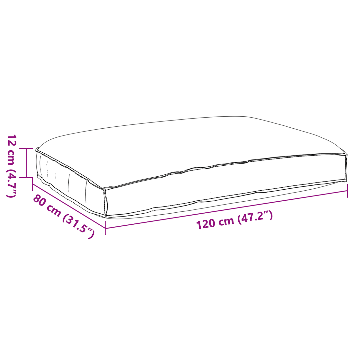 vidaXL Μαξιλάρι παλέτας για κάθισμα Ανθρακί 120 x 80 x 12 cm