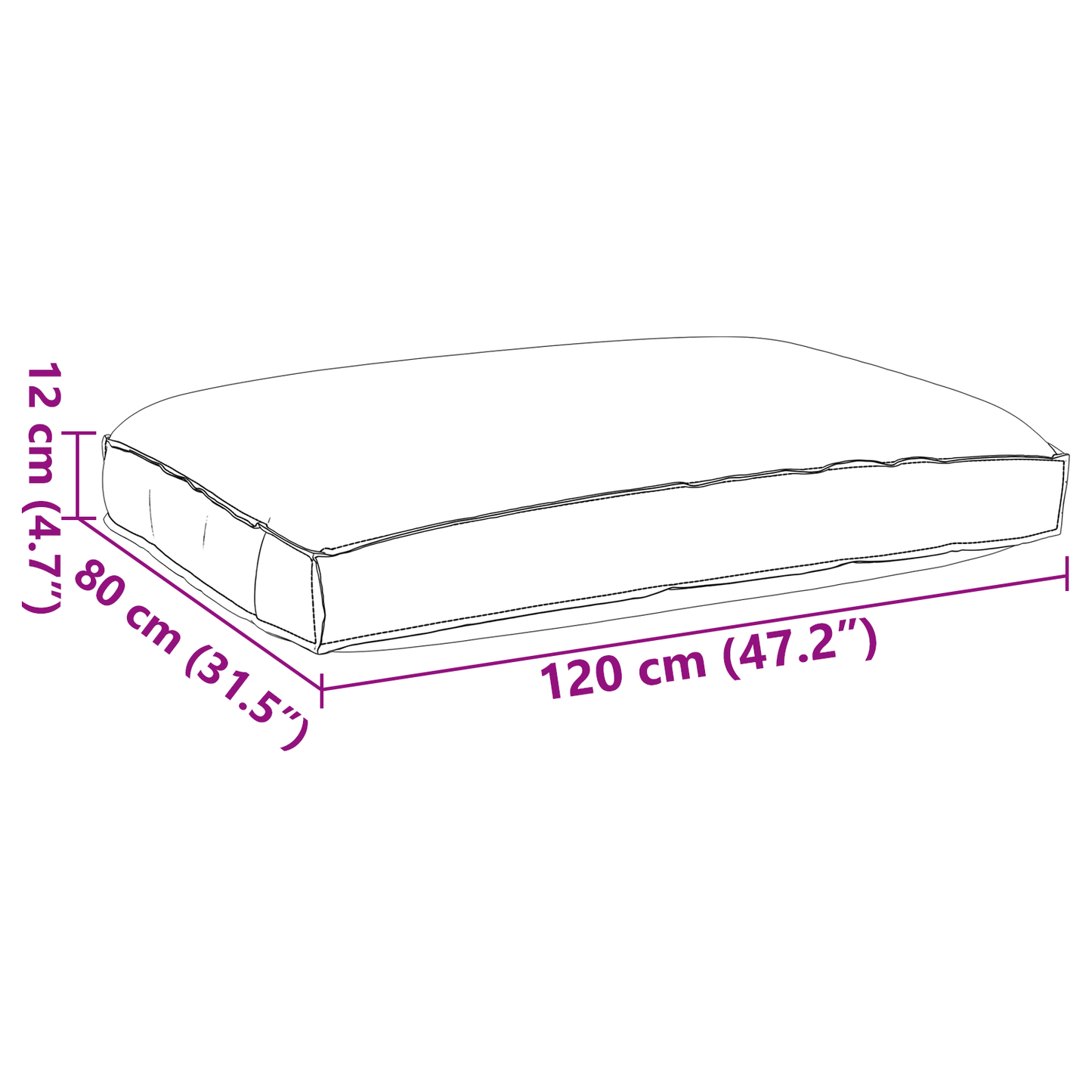 vidaXL Μαξιλάρι παλέτας για κάθισμα Μπλε Ρουά 120 x 80 x 12 cm