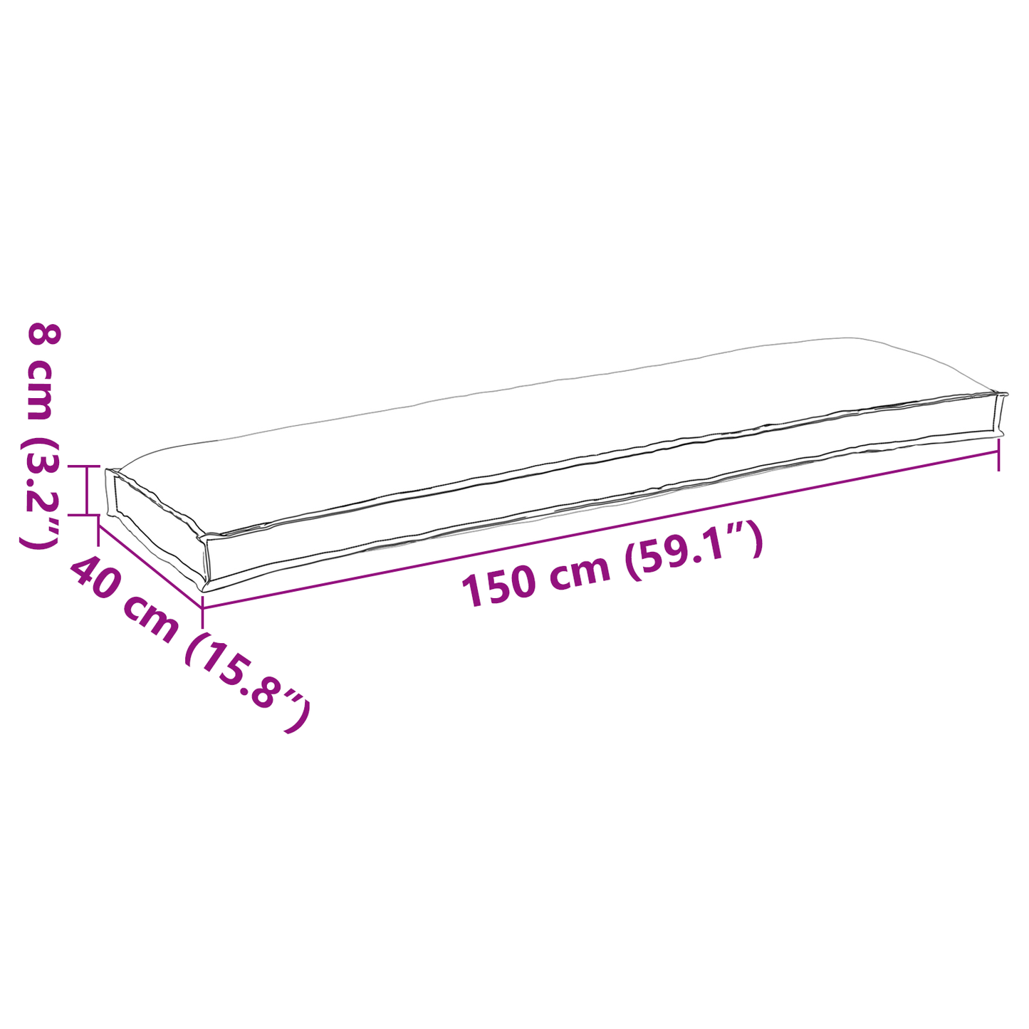 vidaXL Σετ Μαξιλαριών Πάγου 2 pcs Μαύρο 150 x 40 x 8 εκ. ύφασμα